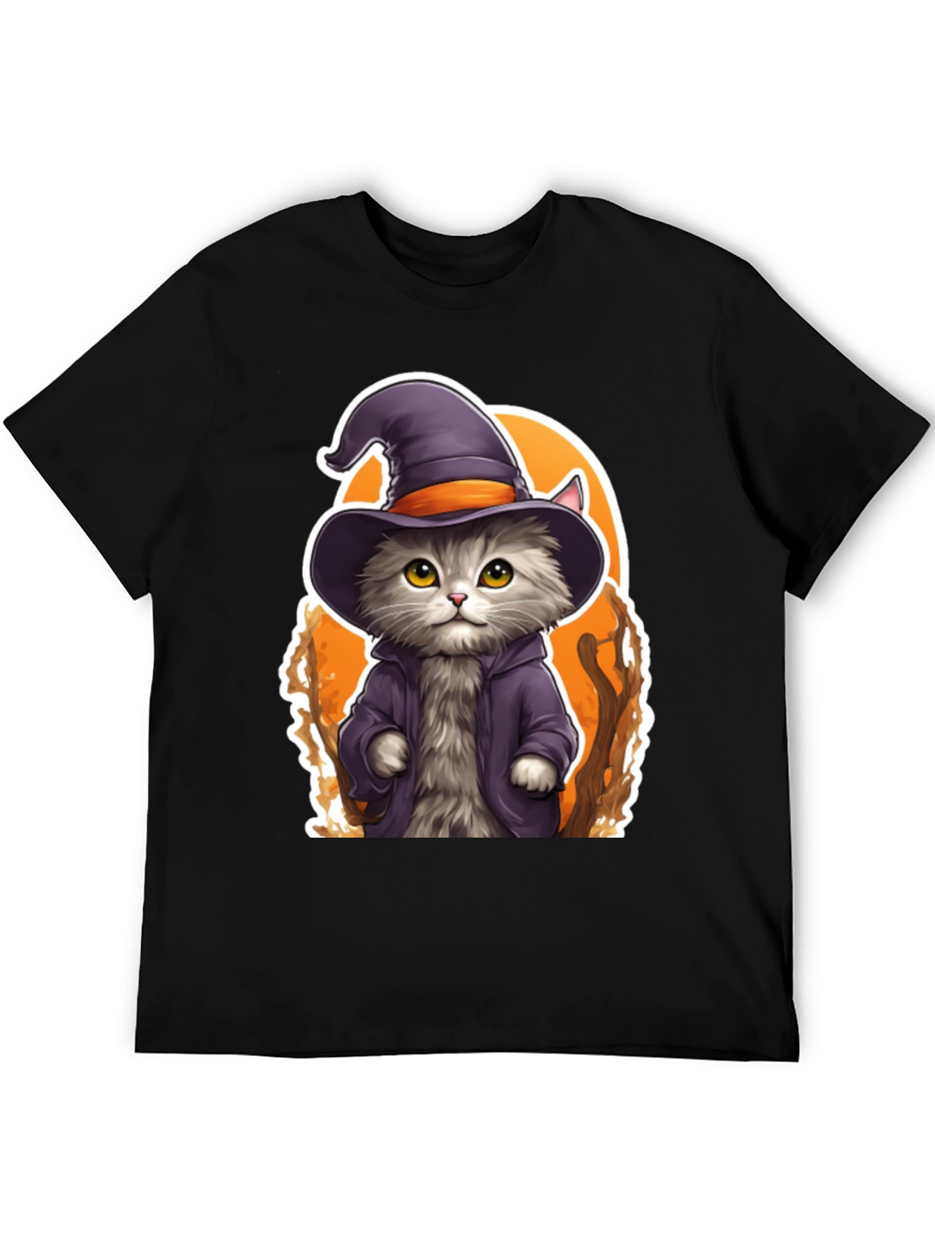Wizard Cat Graphic Tee - Spooky Season Shirt