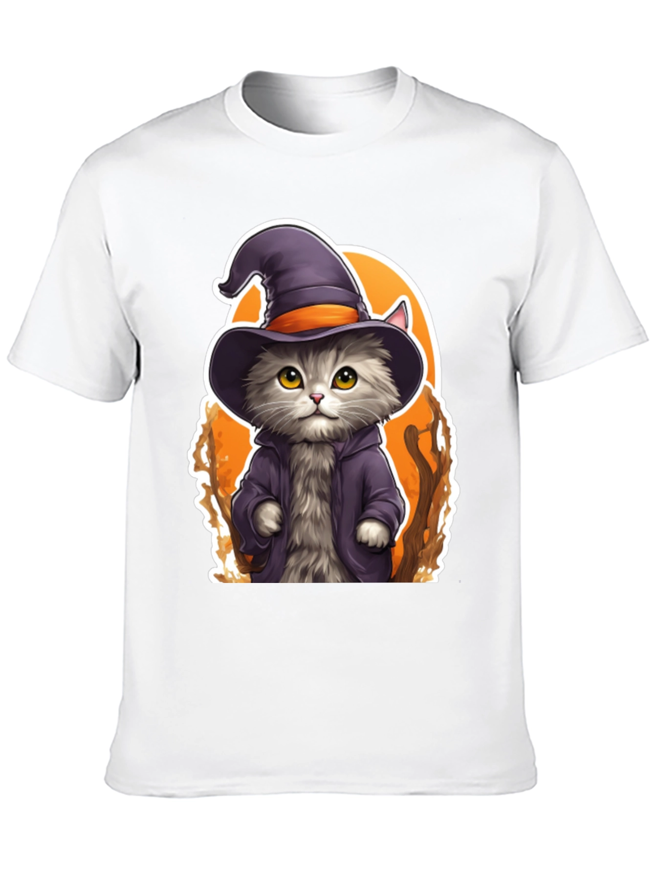 Wizard Cat Graphic Tee - Spooky Season Shirt