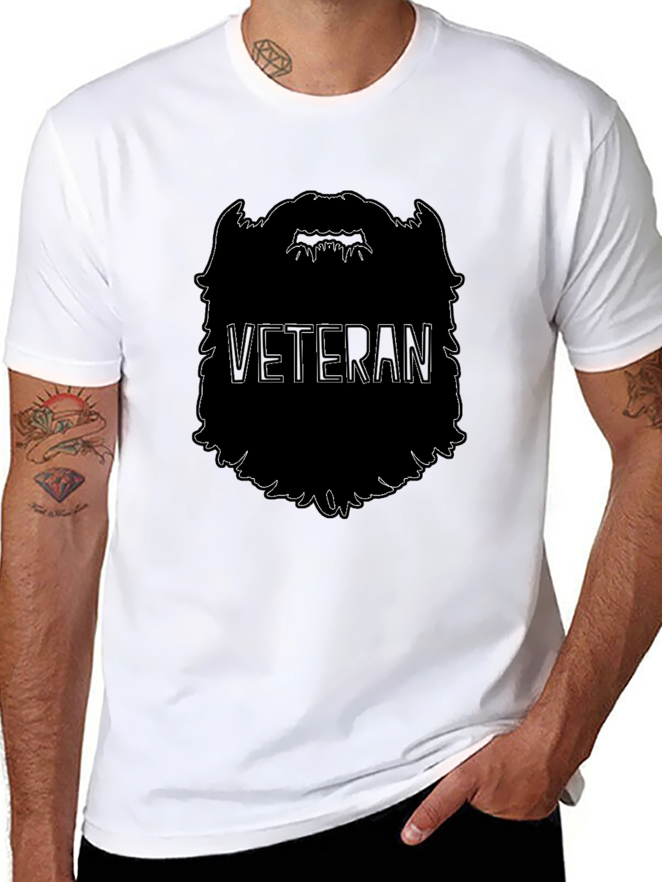 Veteran Beard Graphic T-Shirt - Black