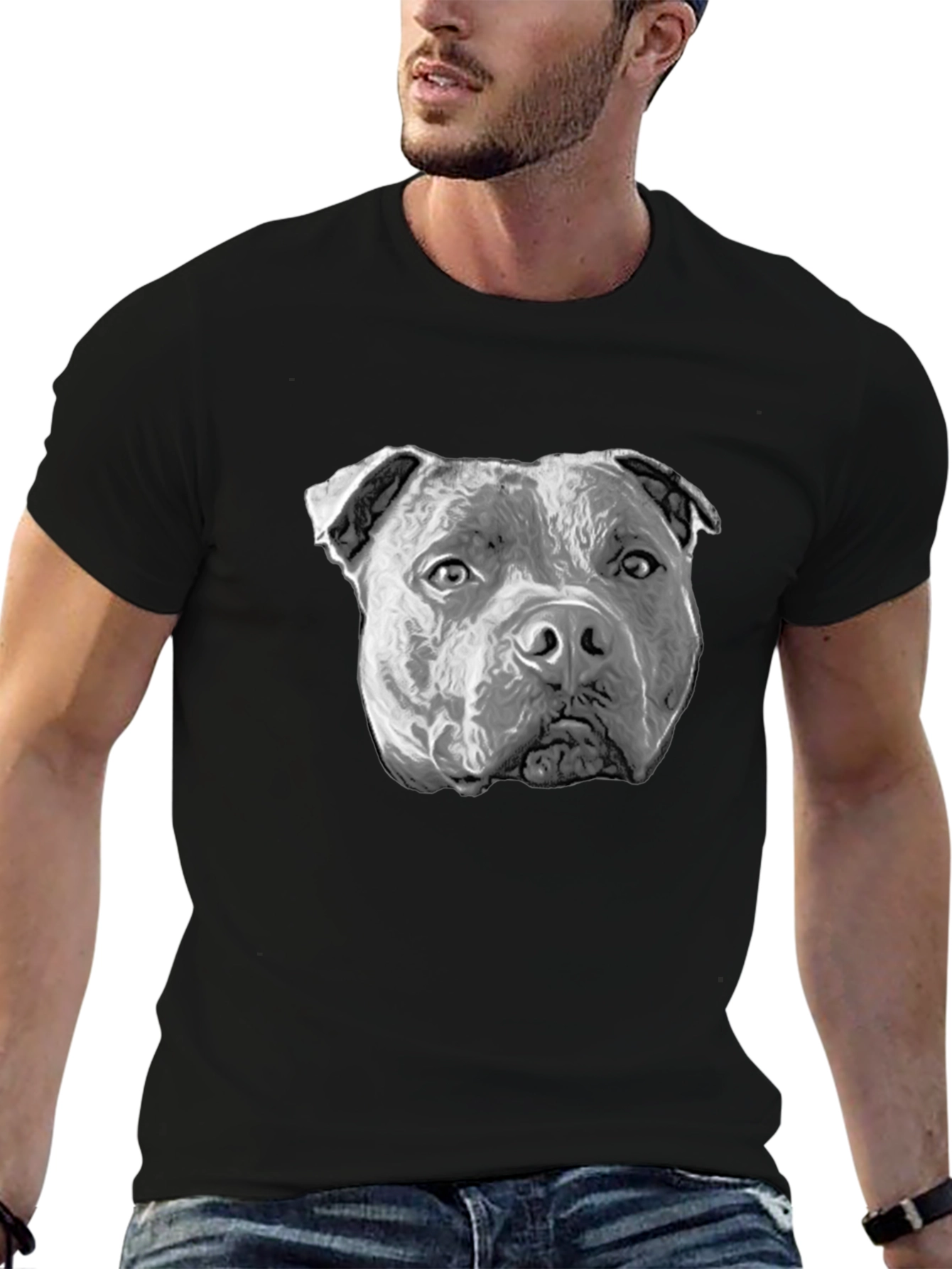Pitbull Dog Graphic T-Shirt - Black