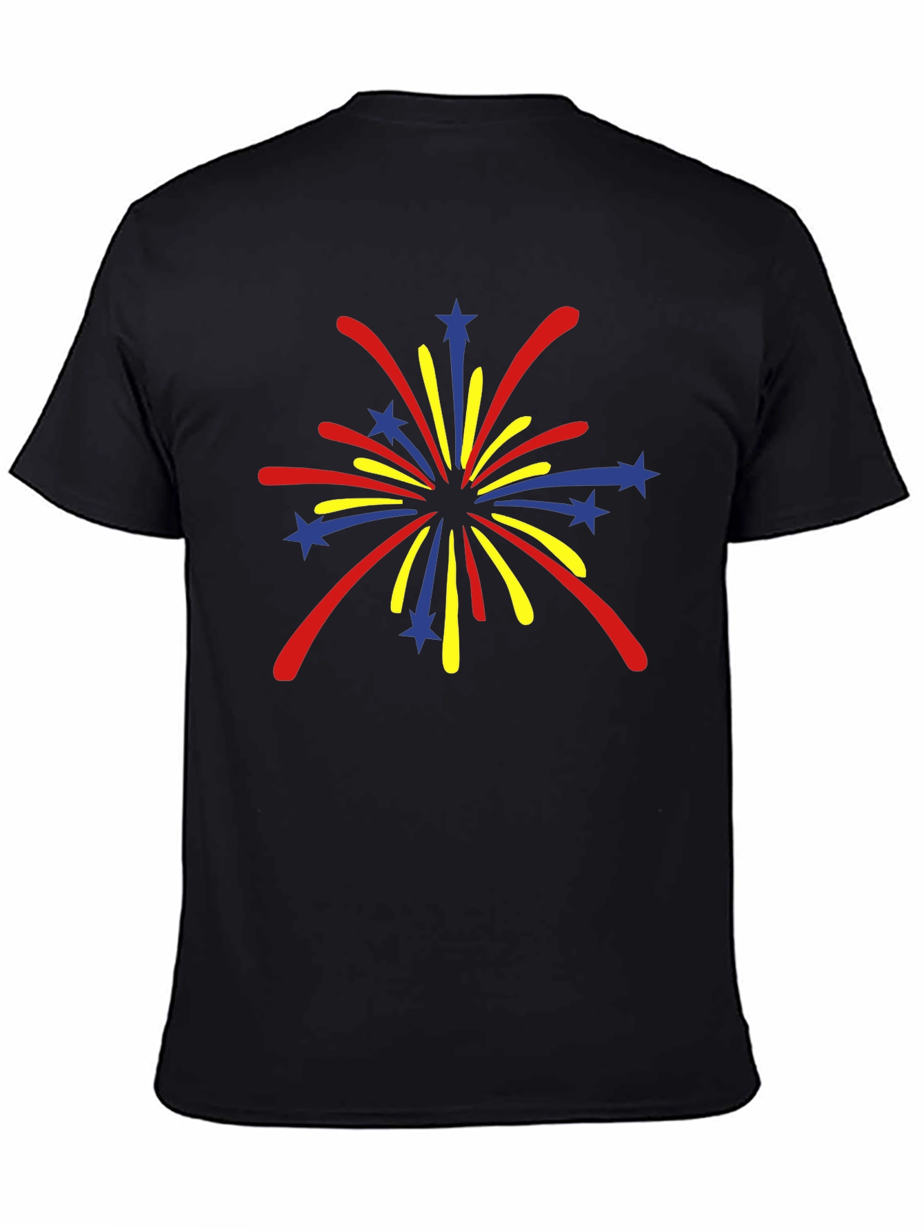 Festive Fireworks Graphic Tee - Black Cotton Blend