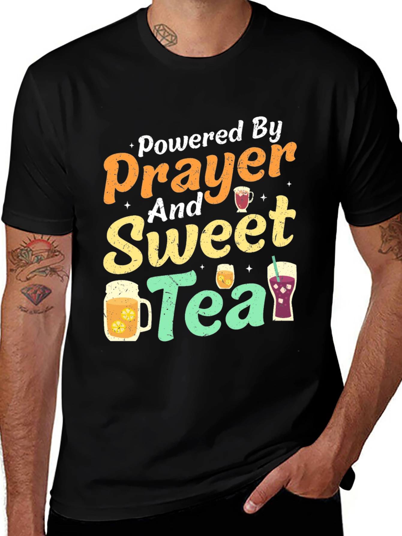 Powered By Prayer And Sweet Tea T-Shirt