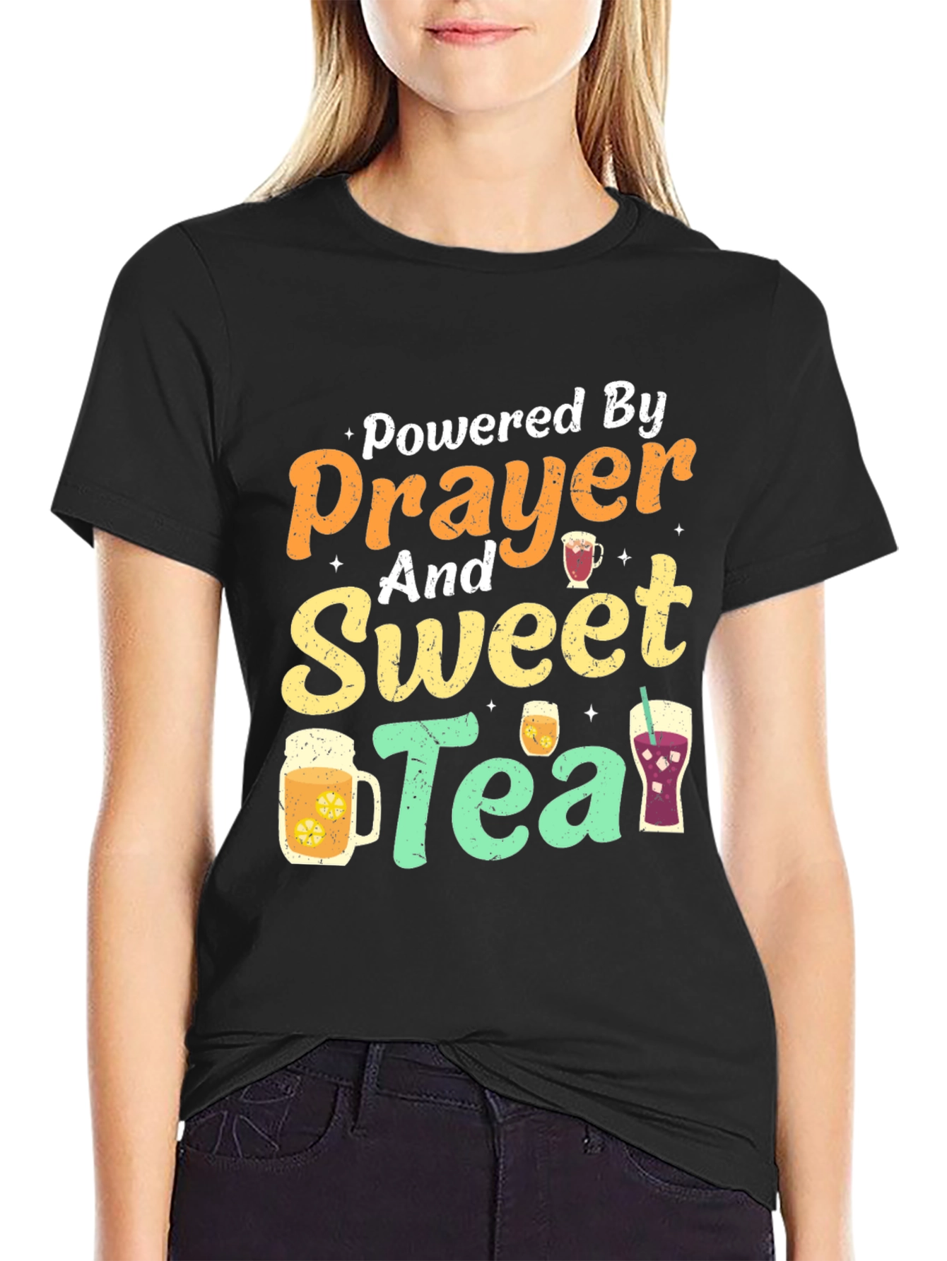 Powered By Prayer And Sweet Tea T-Shirt