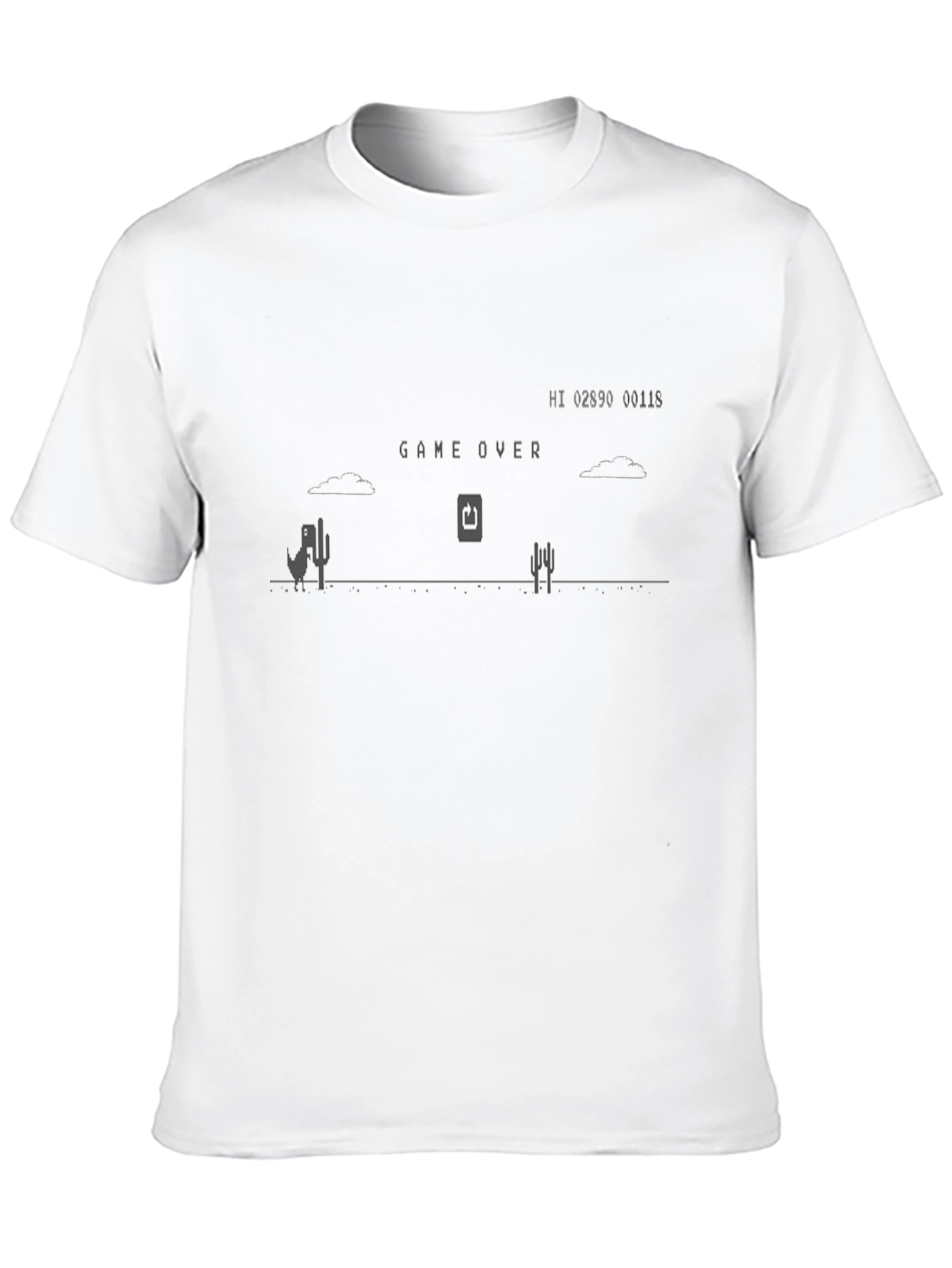 Game Over Dinosaur T-Shirt - Retro Gaming Tee