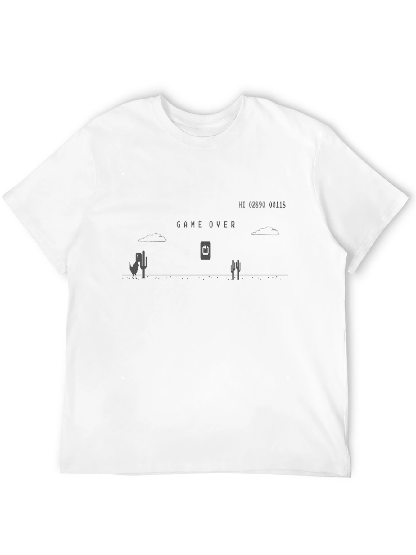 Game Over Dinosaur T-Shirt - Retro Gaming Tee