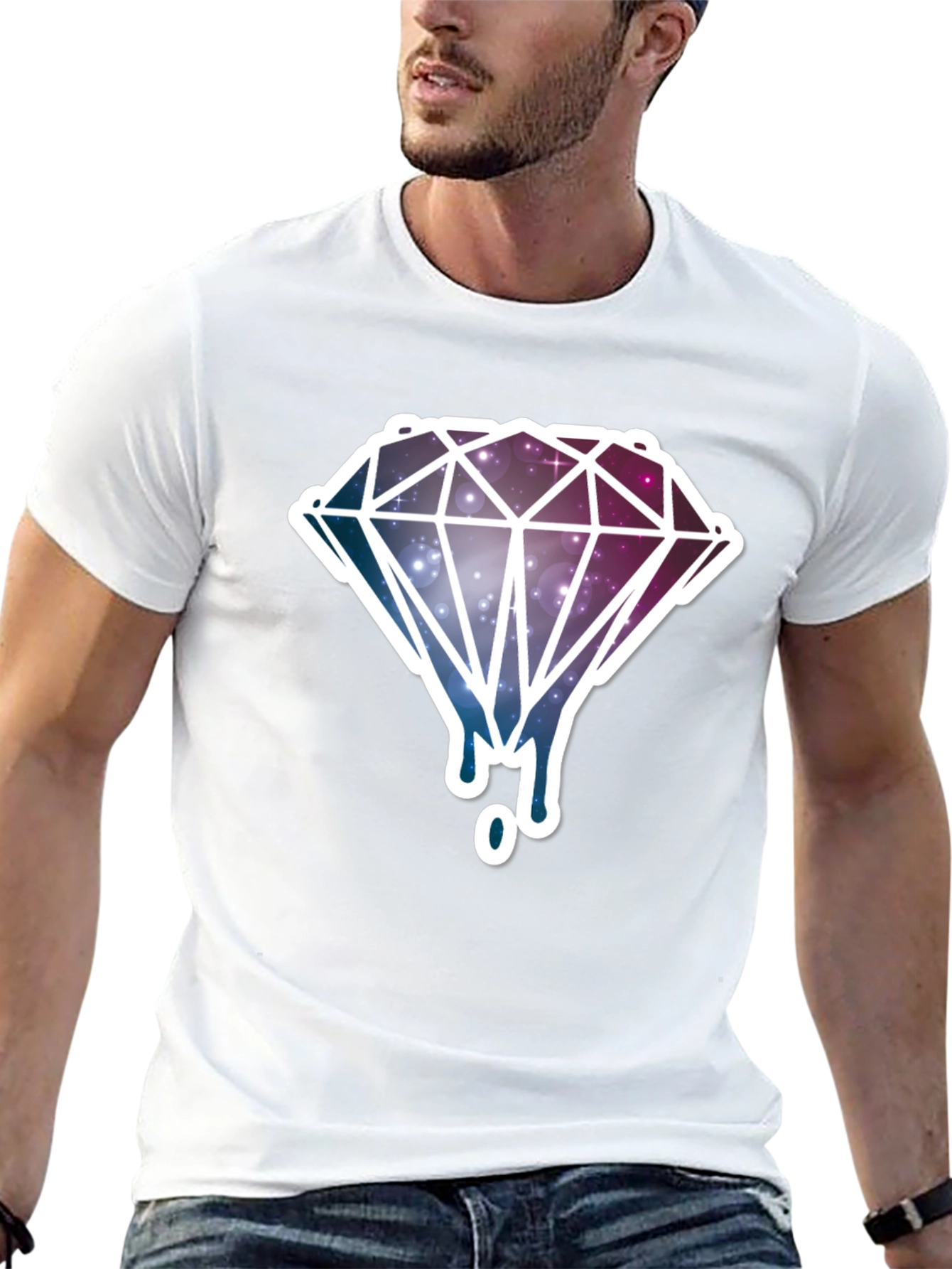 Galaxy Diamond Drip Graphic T-Shirt - Black