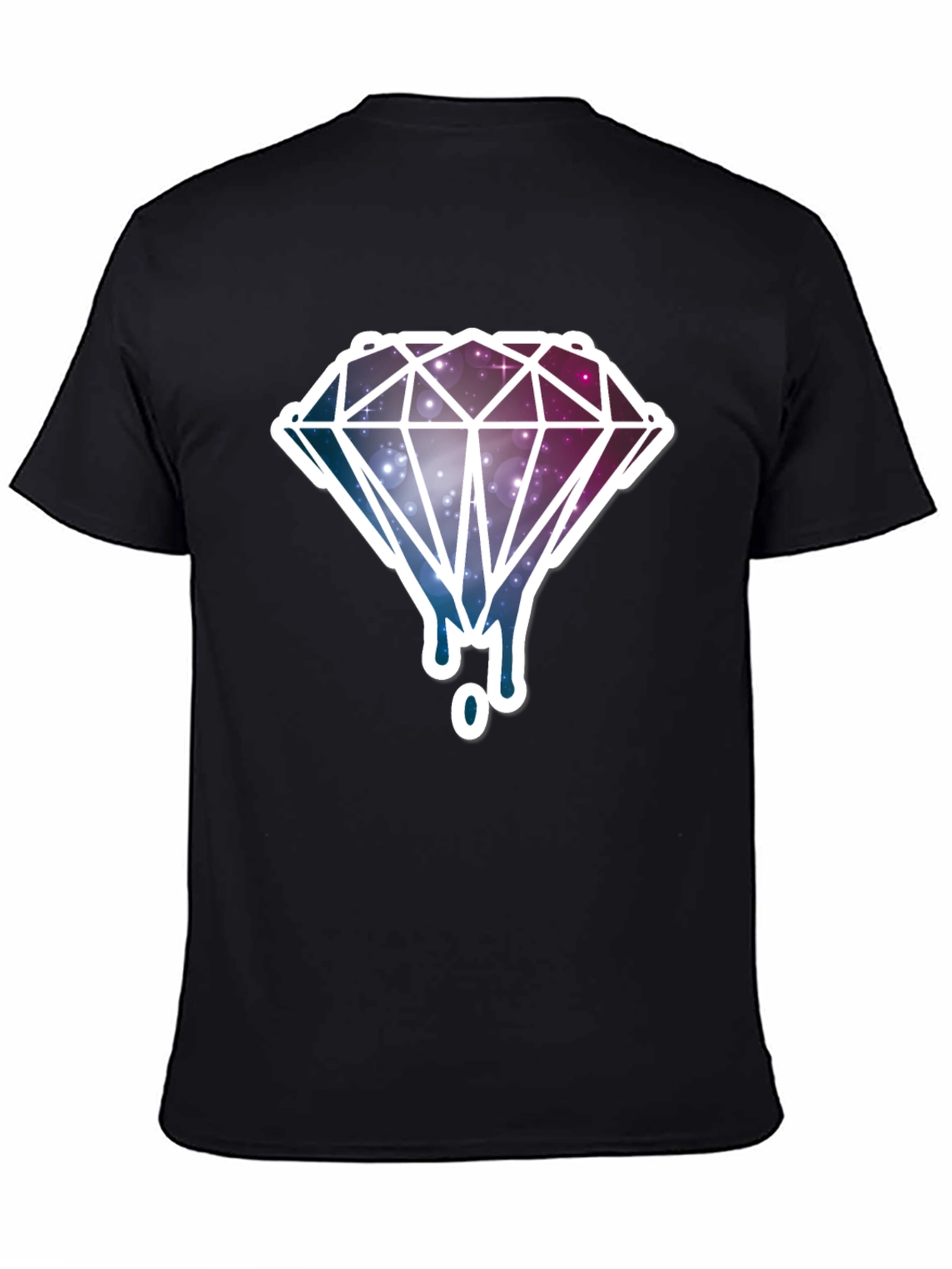 Galaxy Diamond Drip Graphic T-Shirt - Black