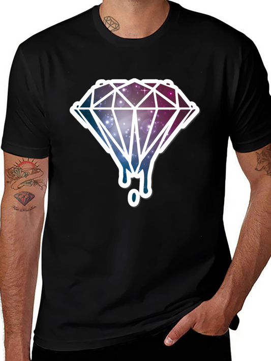 Galaxy Diamond Drip Graphic T-Shirt - Black