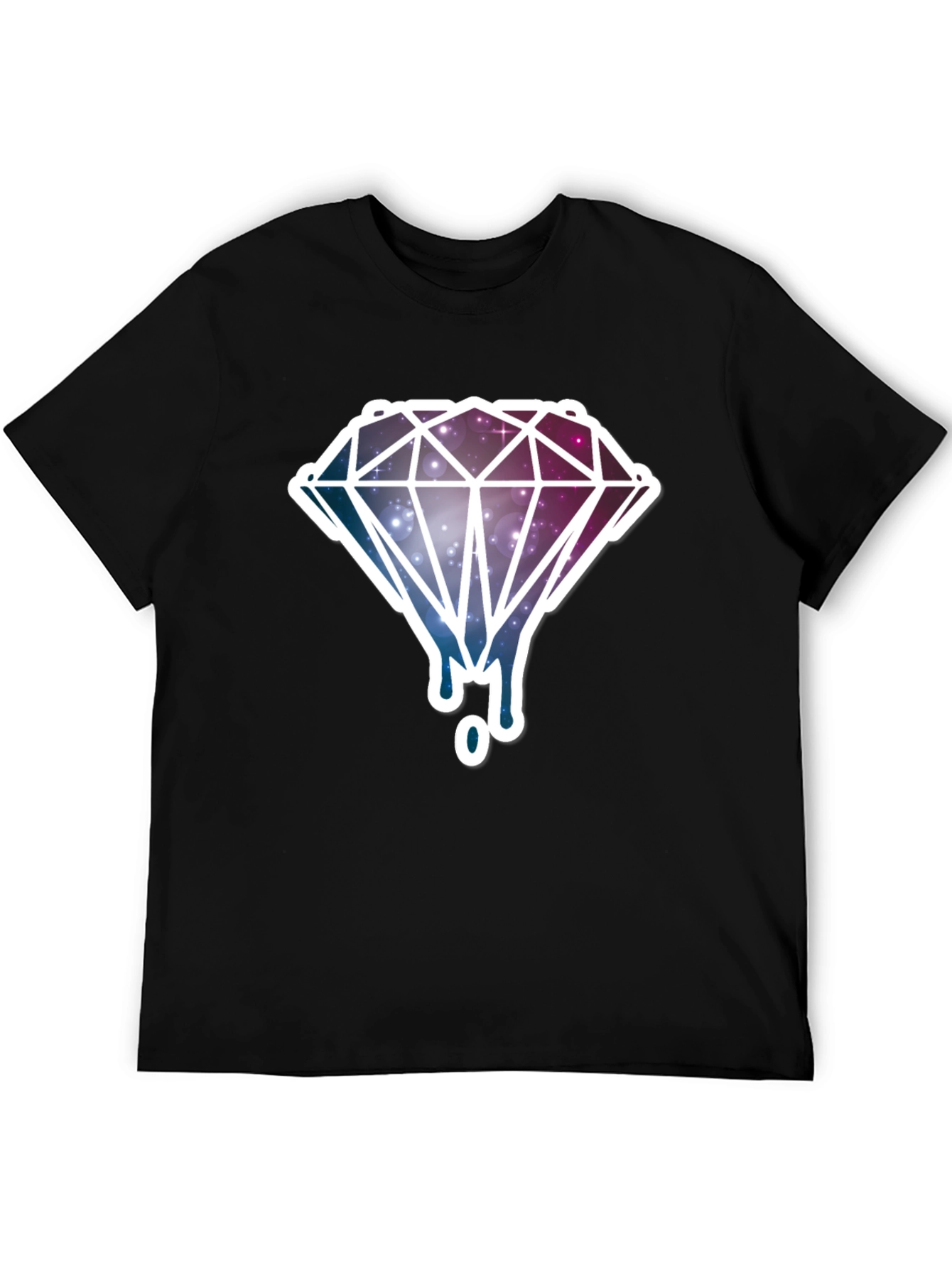 Galaxy Diamond Drip Graphic T-Shirt - Black