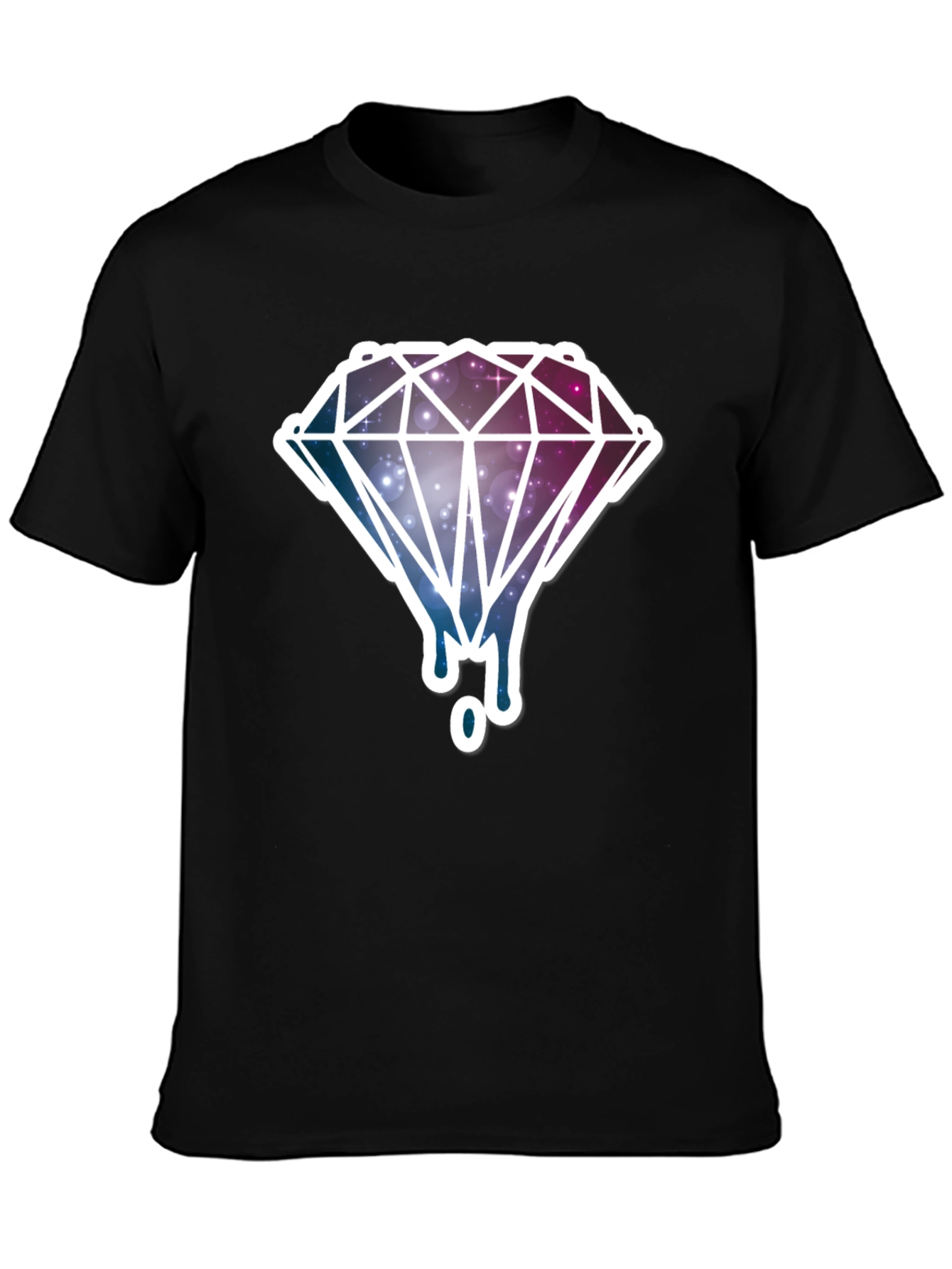 Galaxy Diamond Drip Graphic T-Shirt - Black
