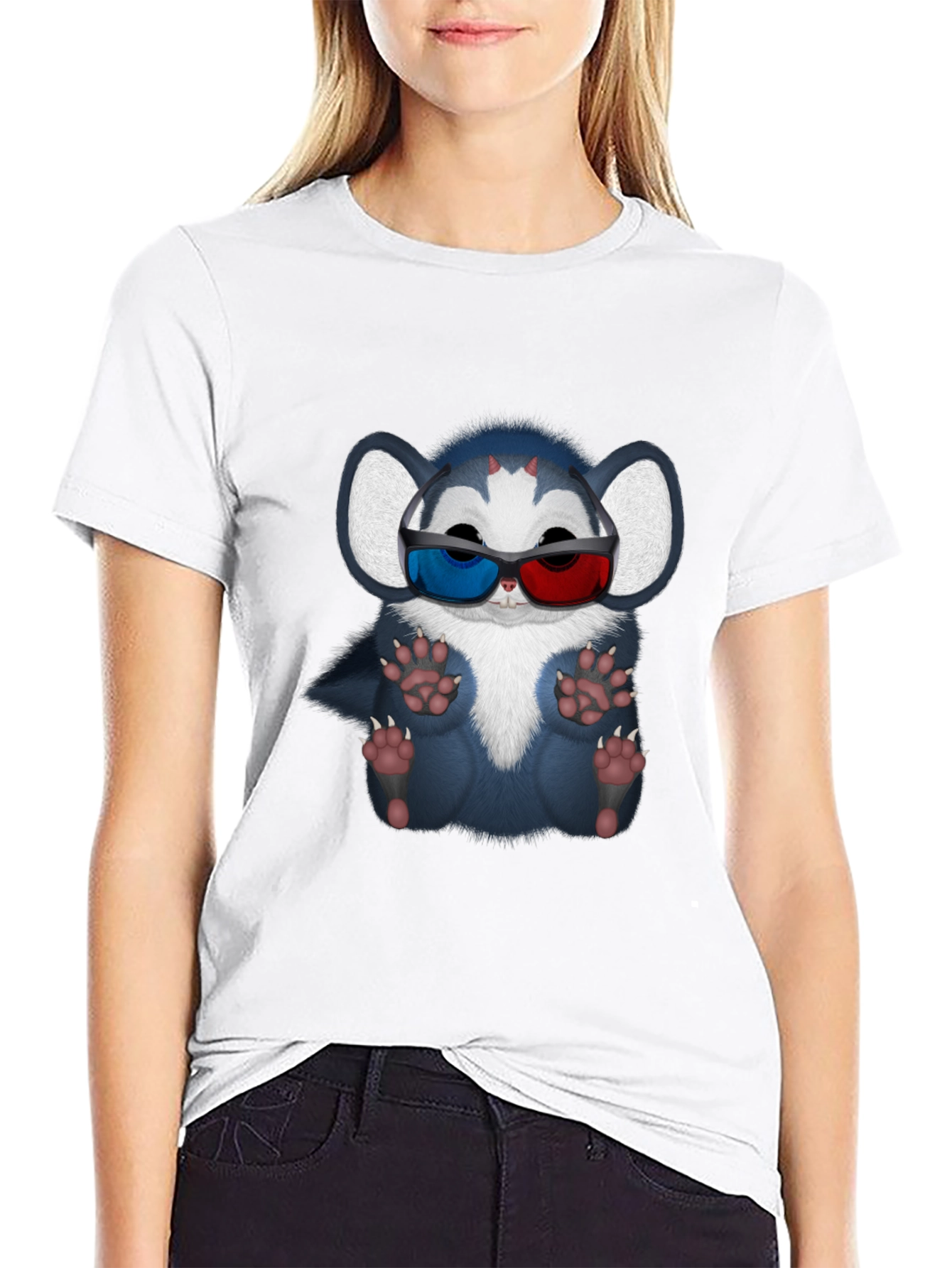 Cool Cartoon Creature 3D Glasses Graphic Tee
