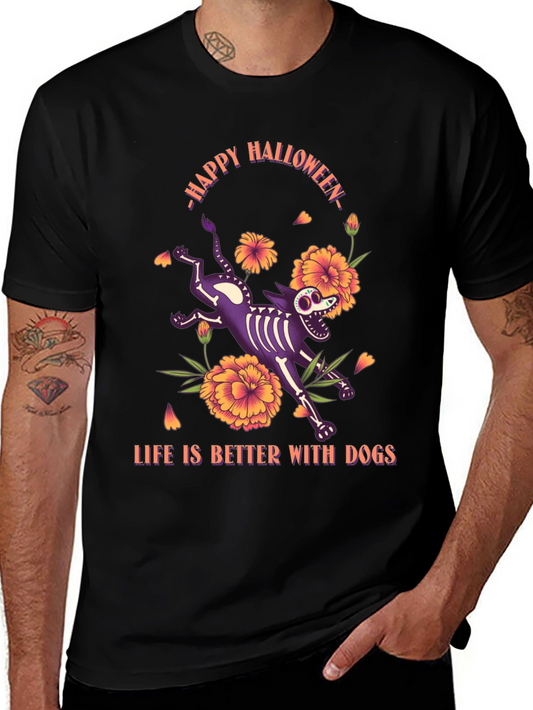 Halloween Skeleton Dog T-Shirt