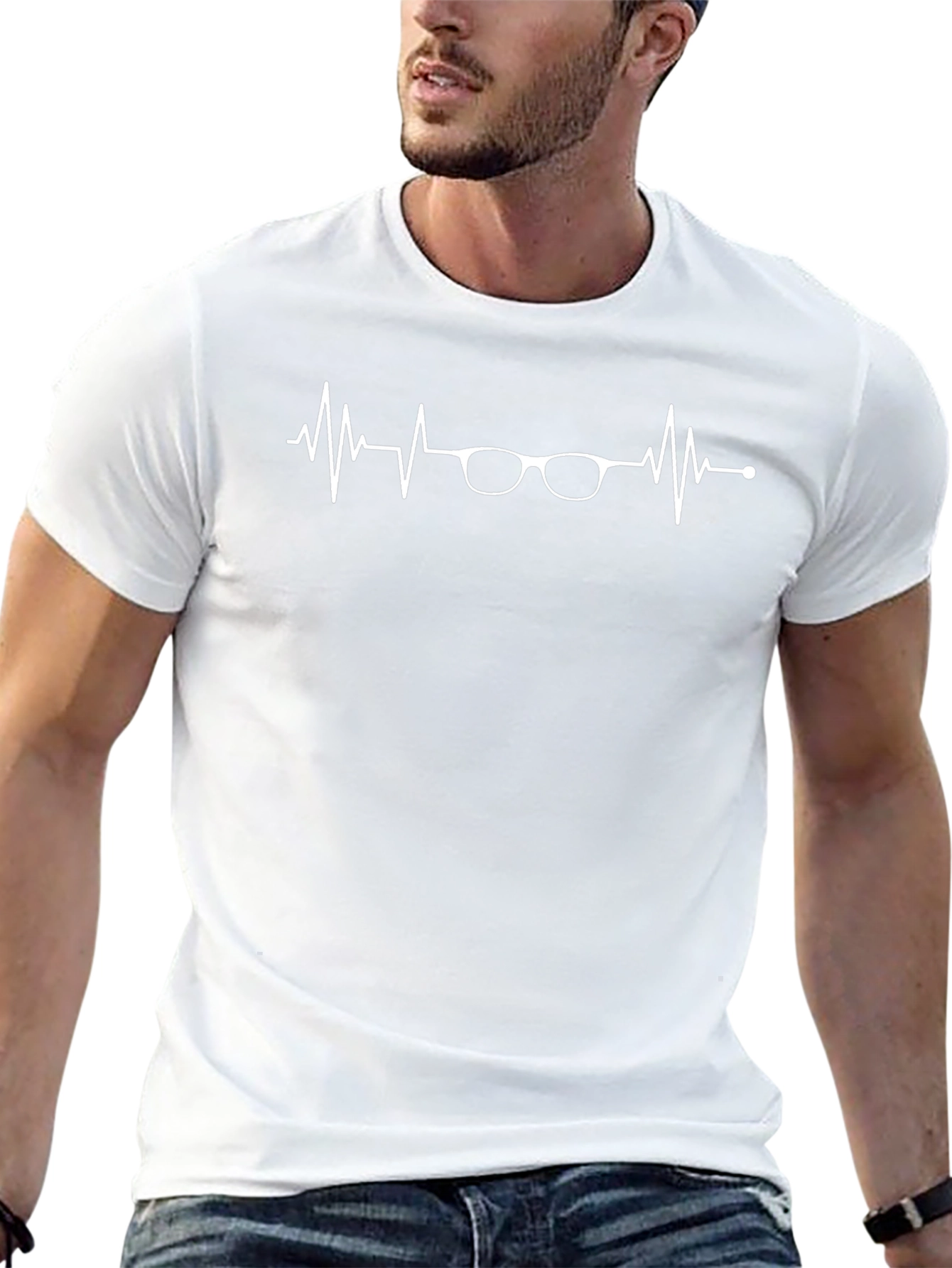 Heartbeat Glasses Black T-Shirt