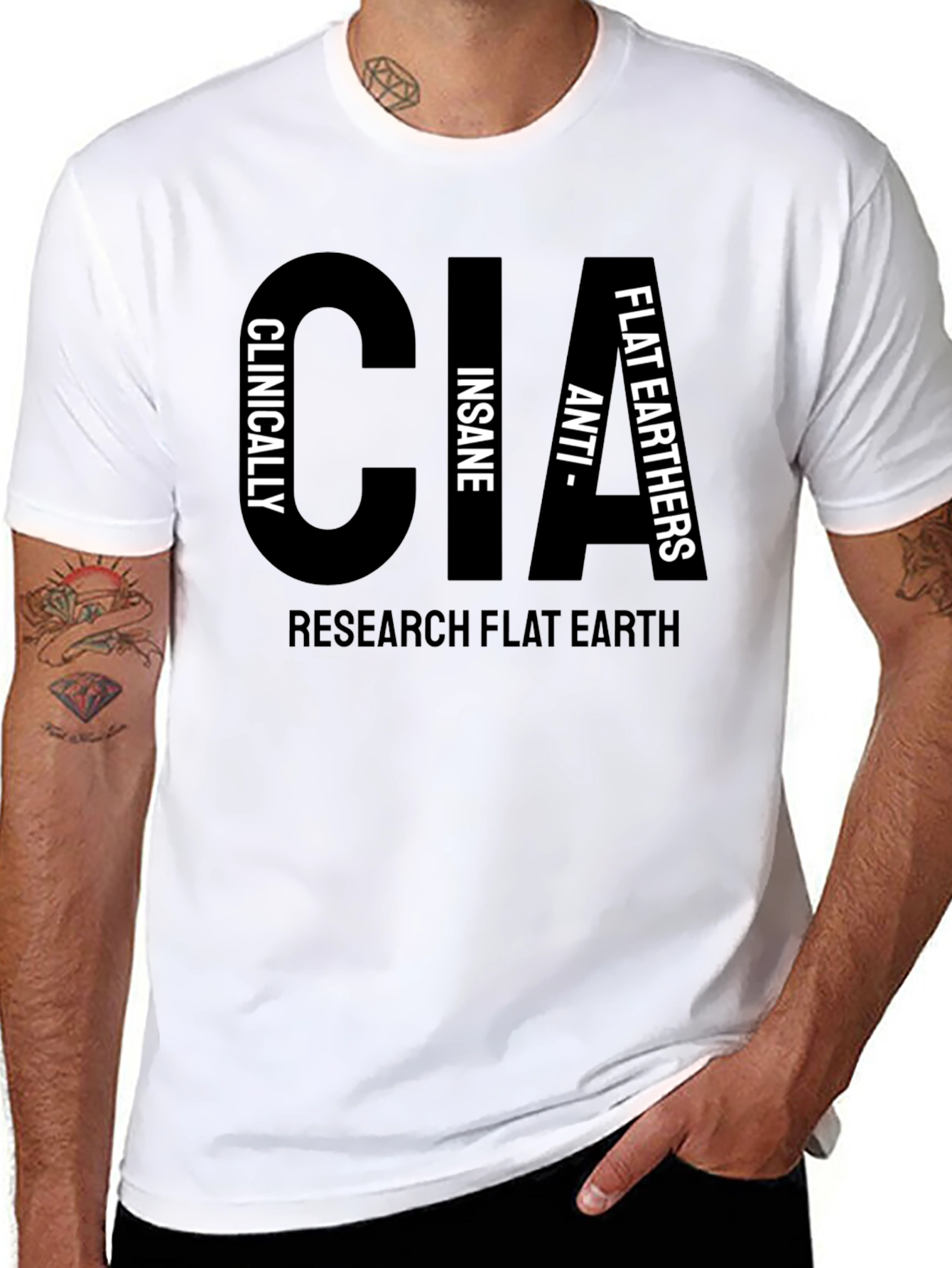 CIA Clinically Insane Flat Earthers T-Shirt