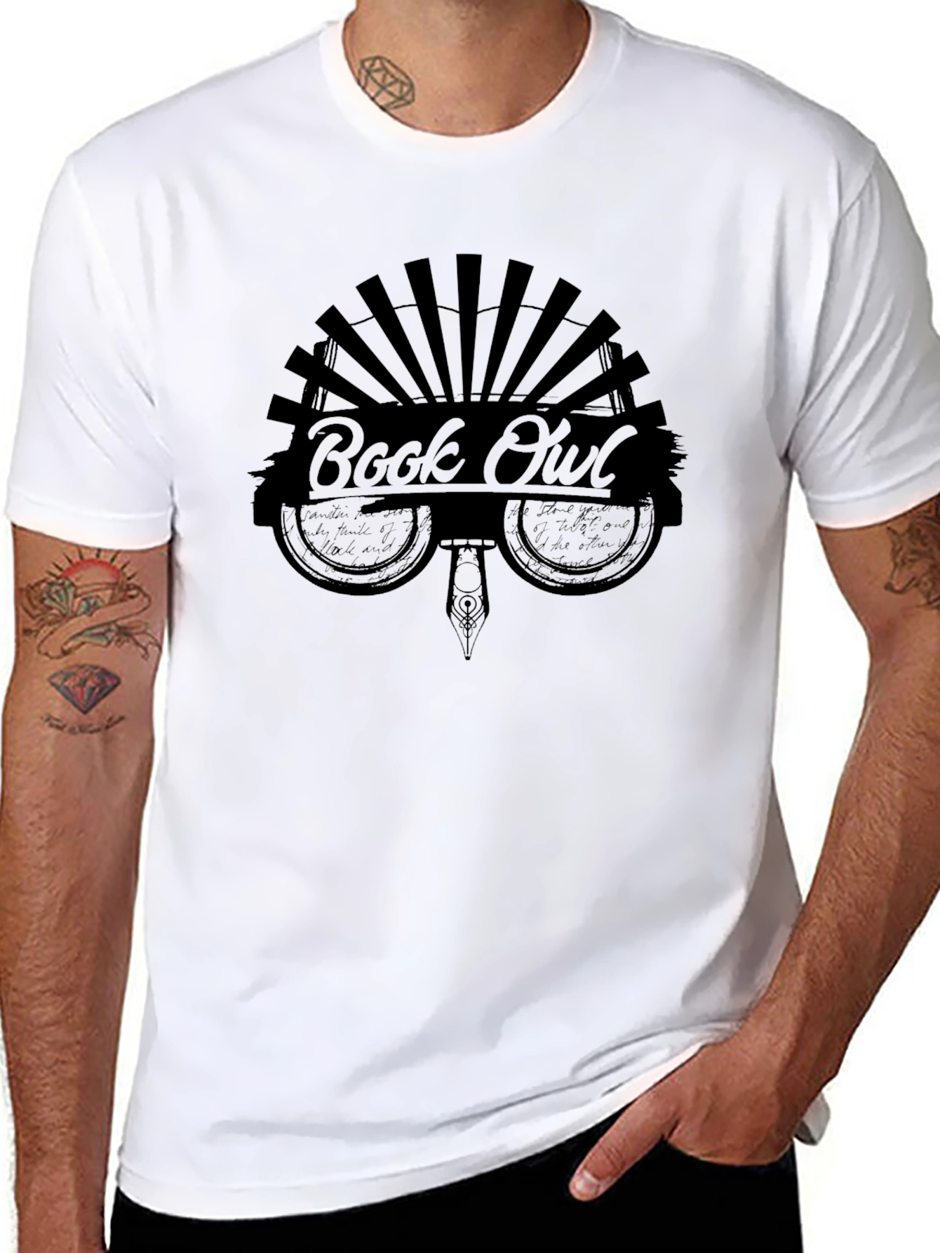 Book Owl Graphic T-Shirt -  Black Unisex Tee