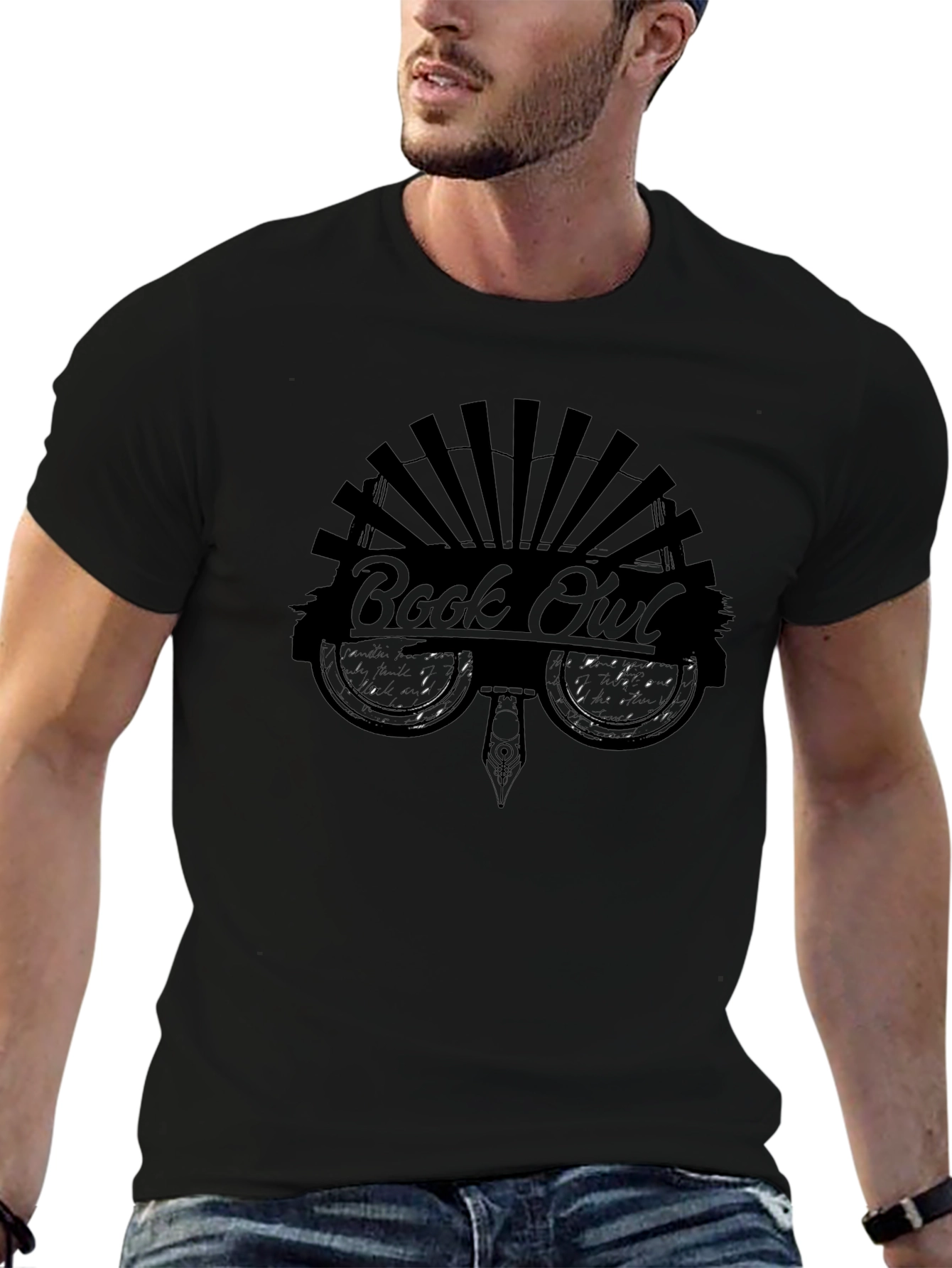 Book Owl Graphic T-Shirt -  Black Unisex Tee
