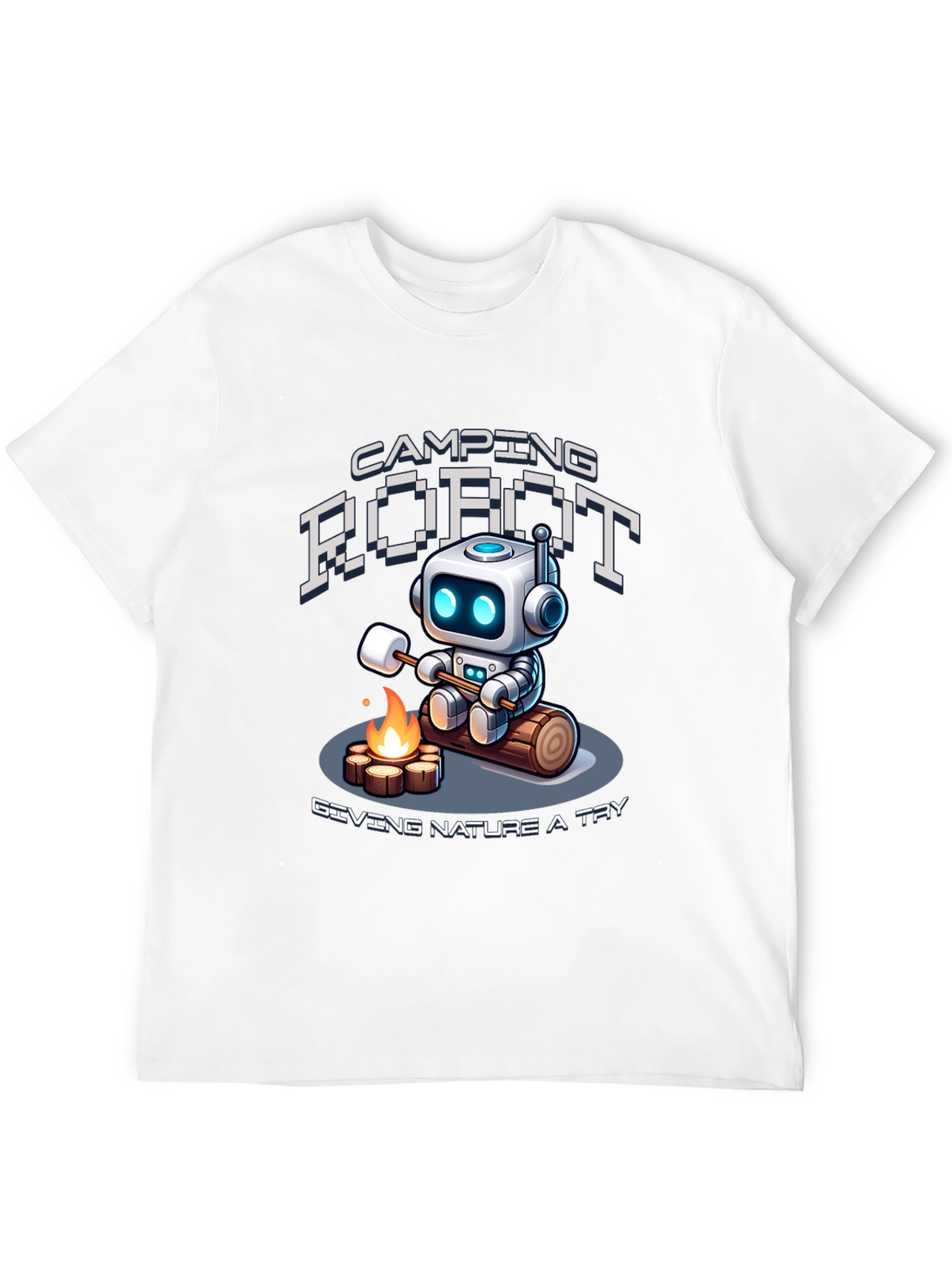 Camping Robot Graphic T-Shirt