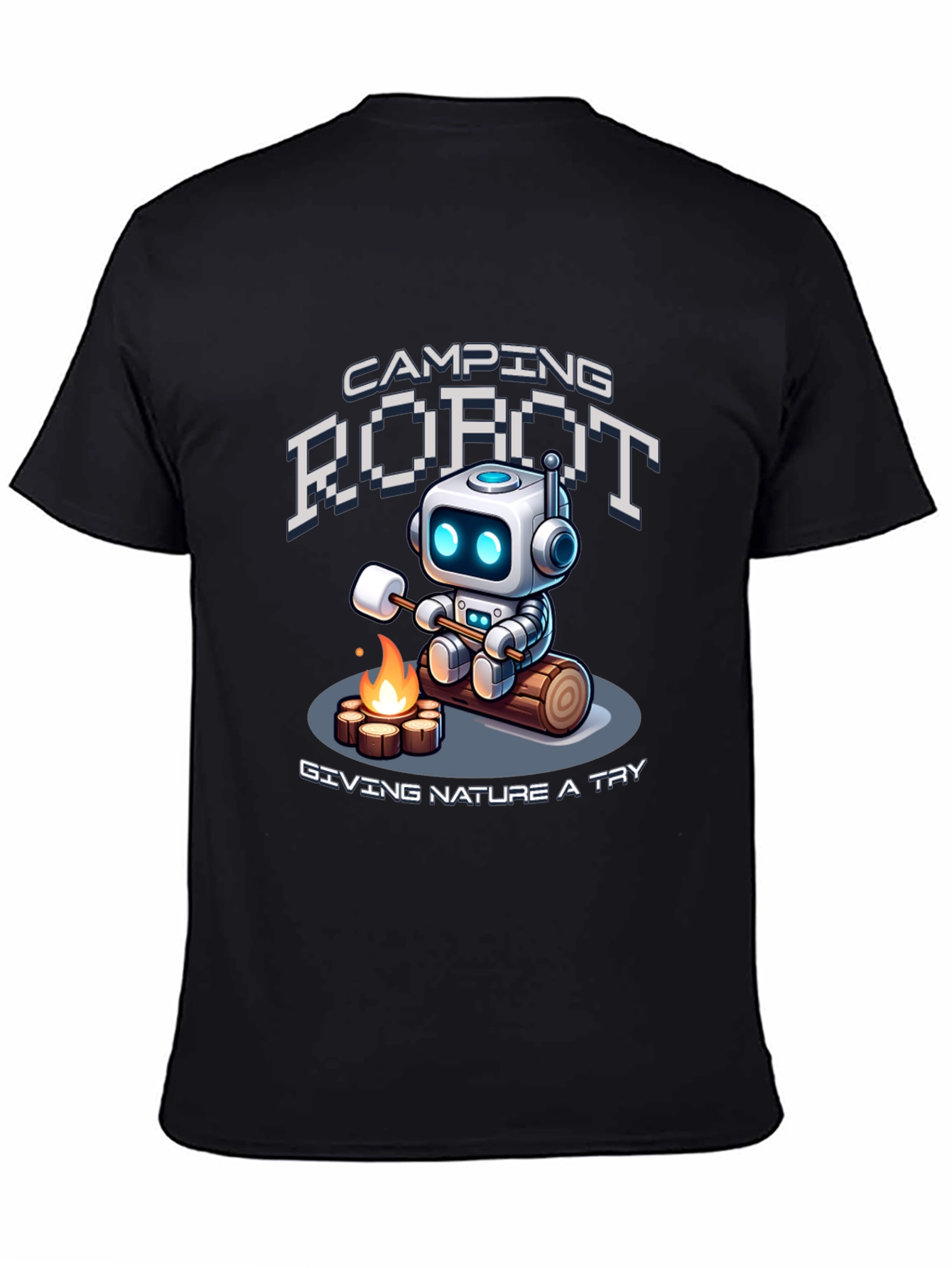 Camping Robot Graphic T-Shirt