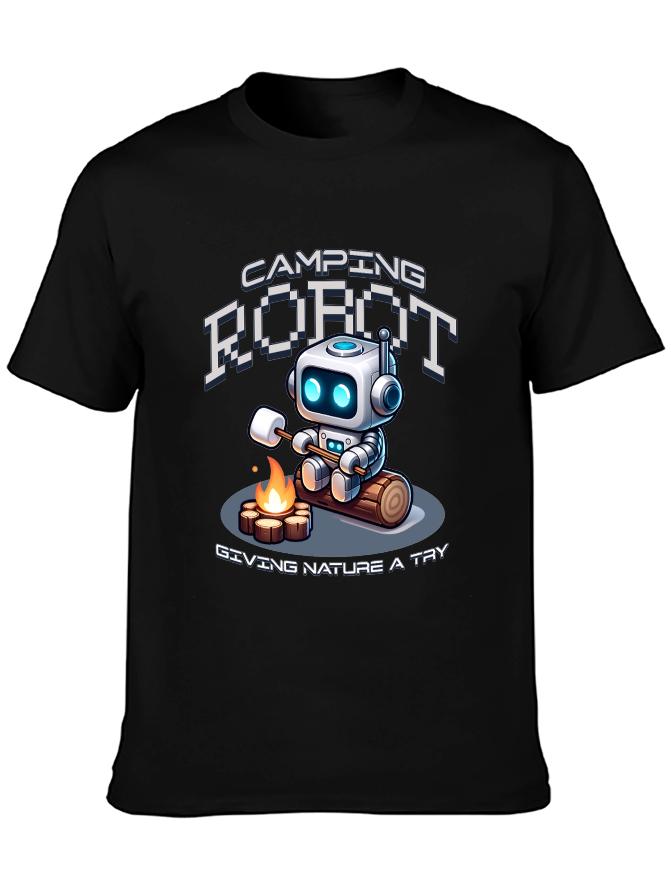Camping Robot Graphic T-Shirt