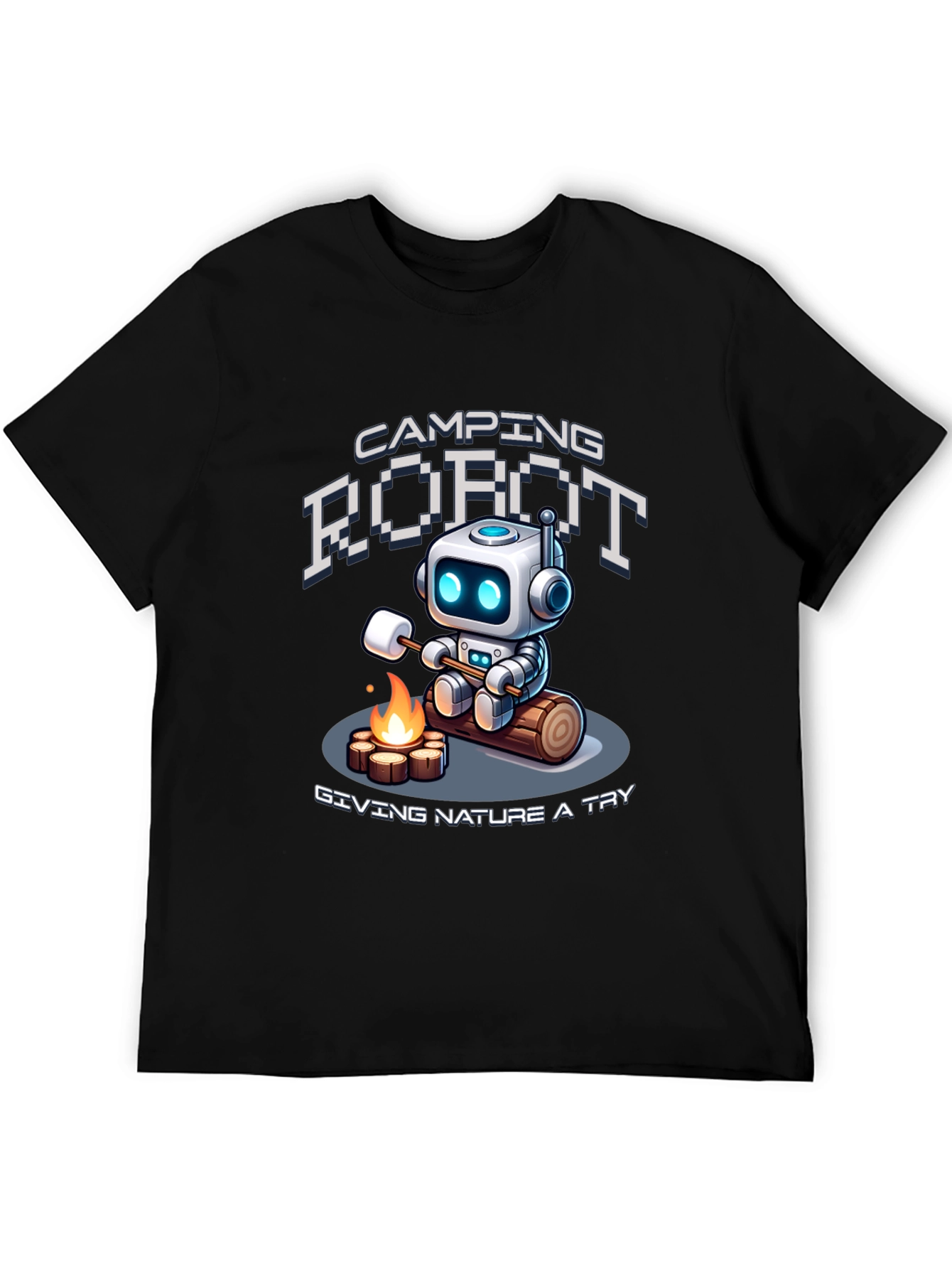 Camping Robot Graphic T-Shirt