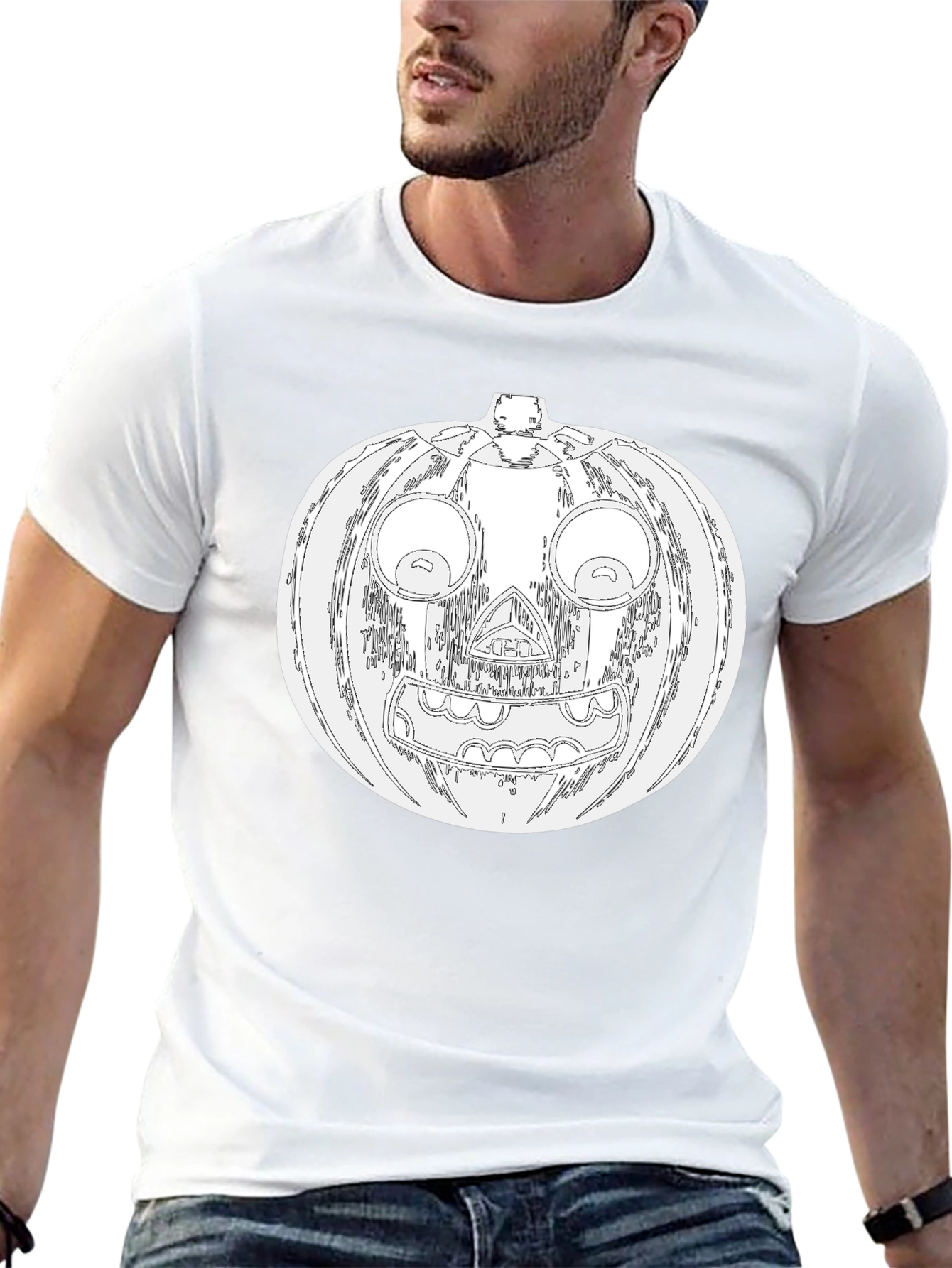Halloween Pumpkin Graphic Tee - Mens Black T-Shirt