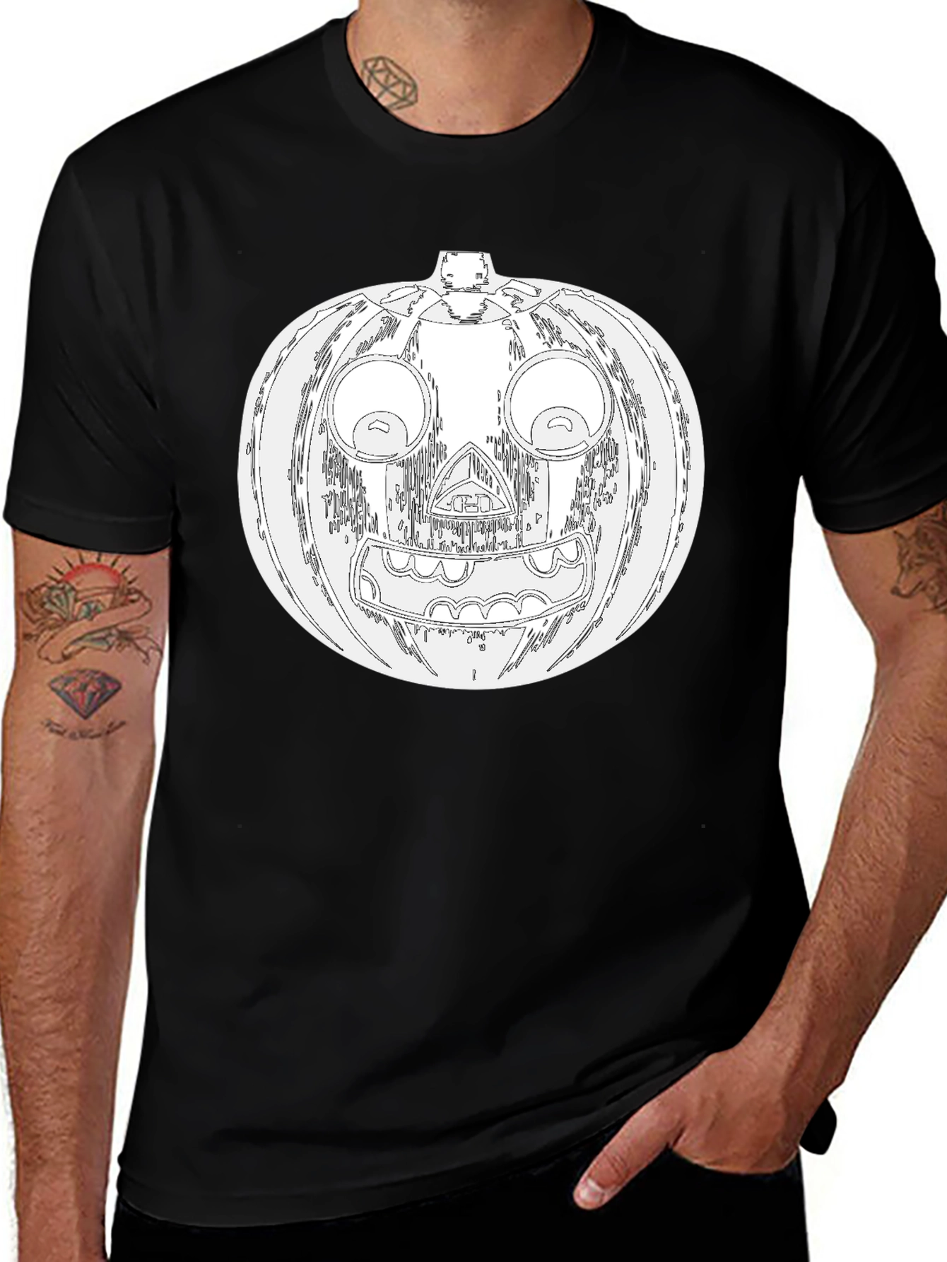 Halloween Pumpkin Graphic Tee - Mens Black T-Shirt