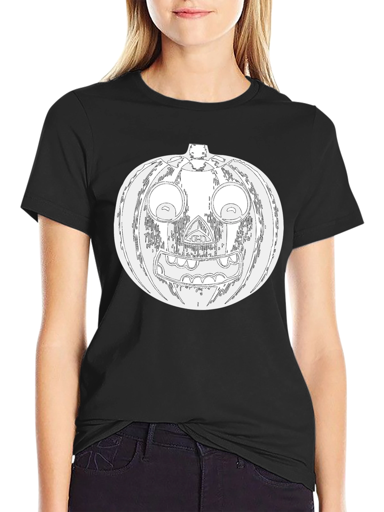 Halloween Pumpkin Graphic Tee - Mens Black T-Shirt
