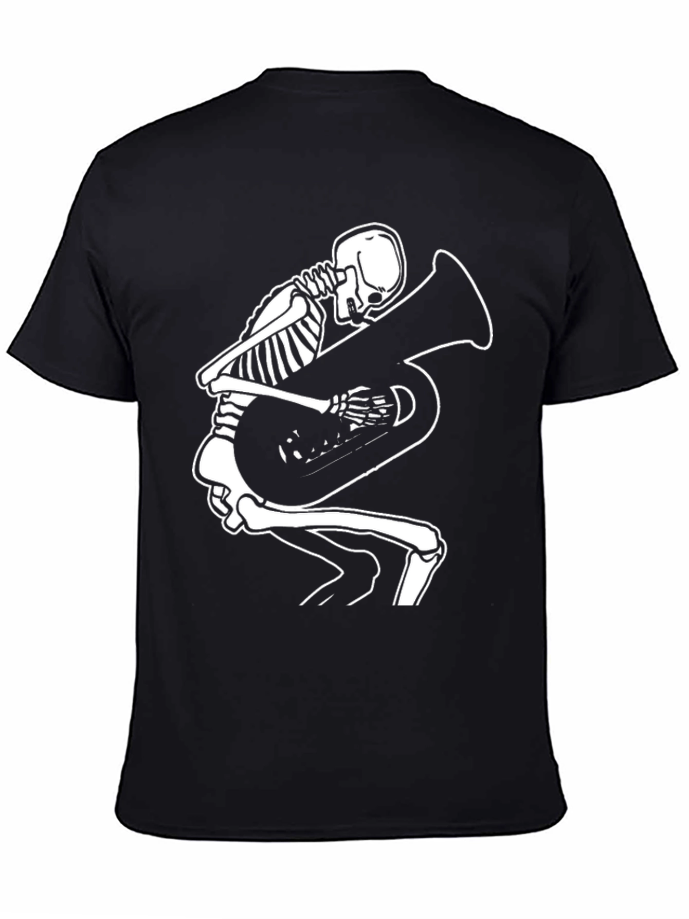 Skeleton Tuba Player Graphic Tee - Black