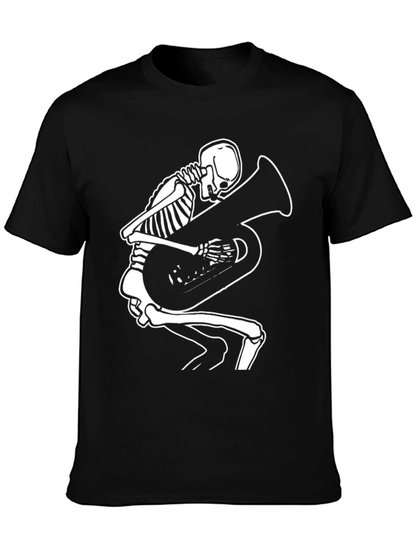 Skeleton Tuba Player Graphic Tee - Black