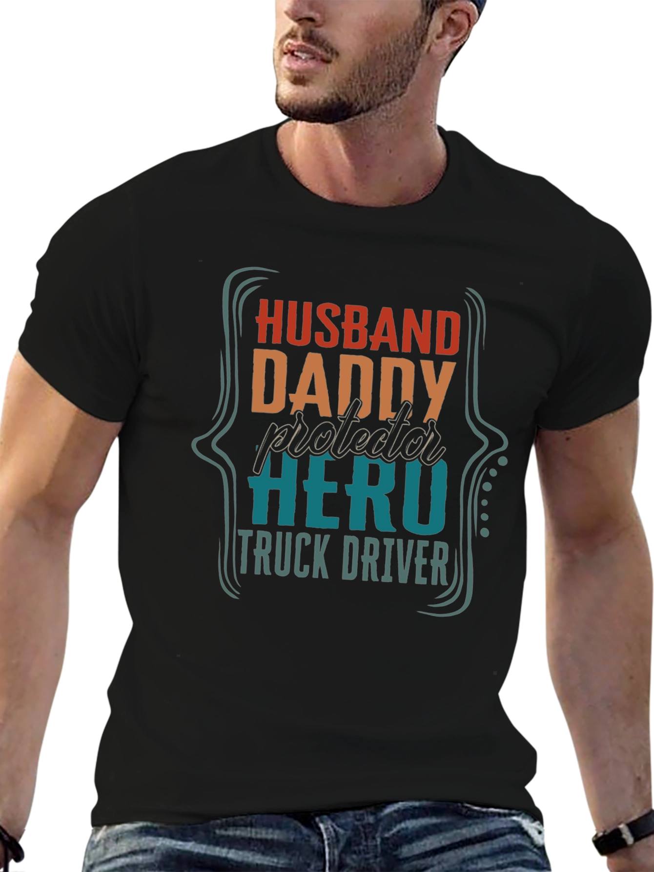 Husband Daddy Hero Truck Driver T-Shirt