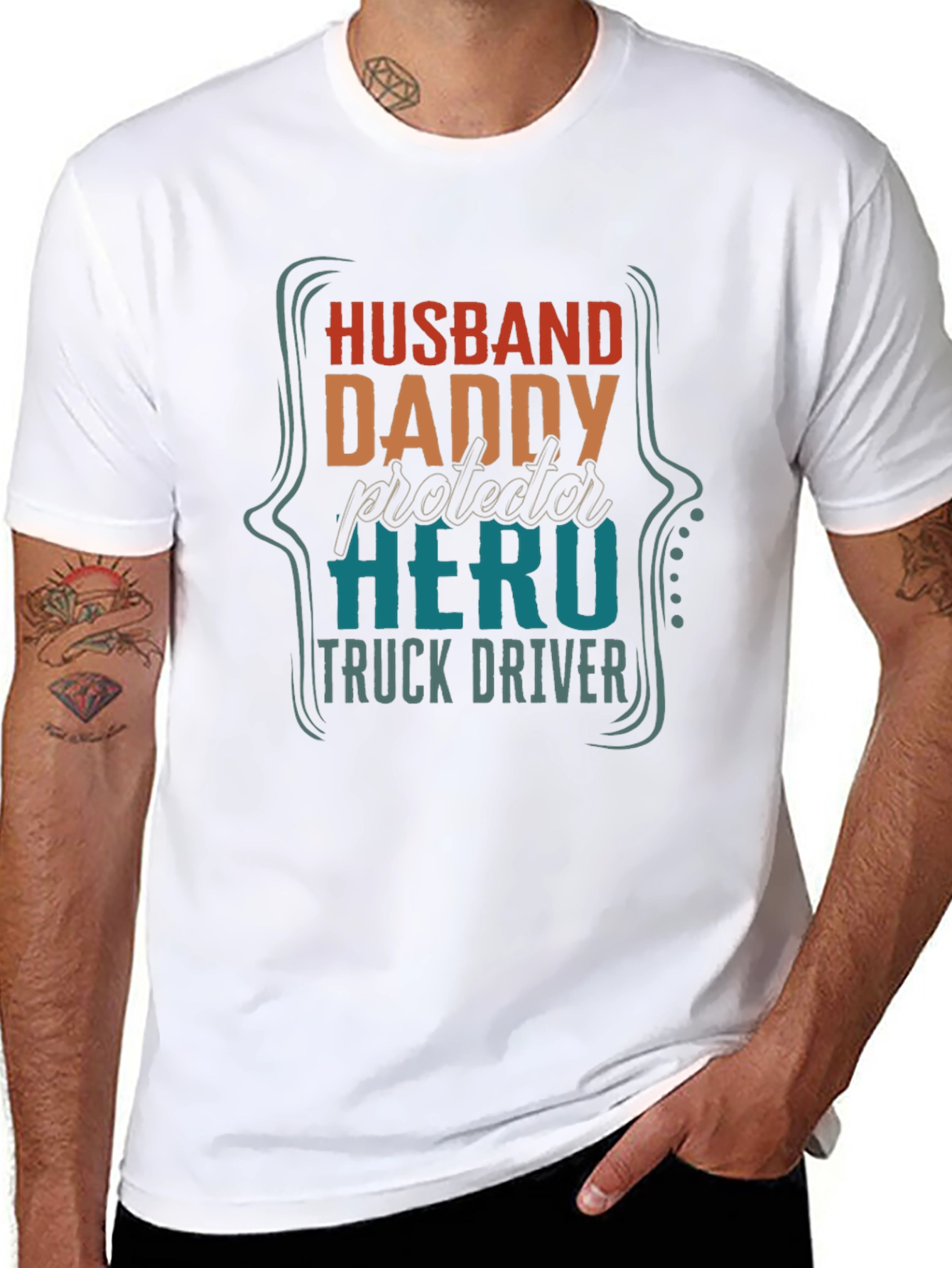 Husband Daddy Hero Truck Driver T-Shirt