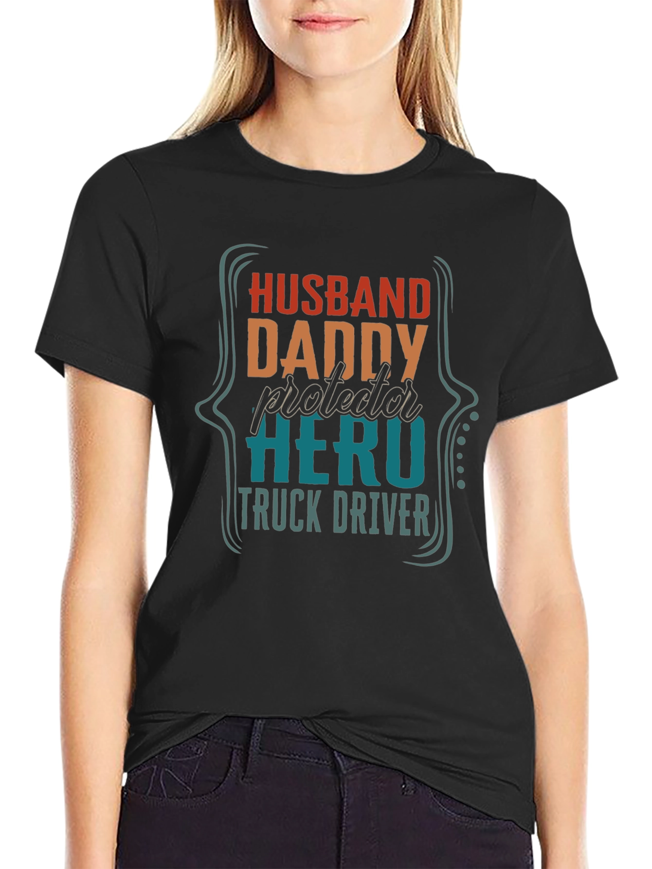 Husband Daddy Hero Truck Driver T-Shirt