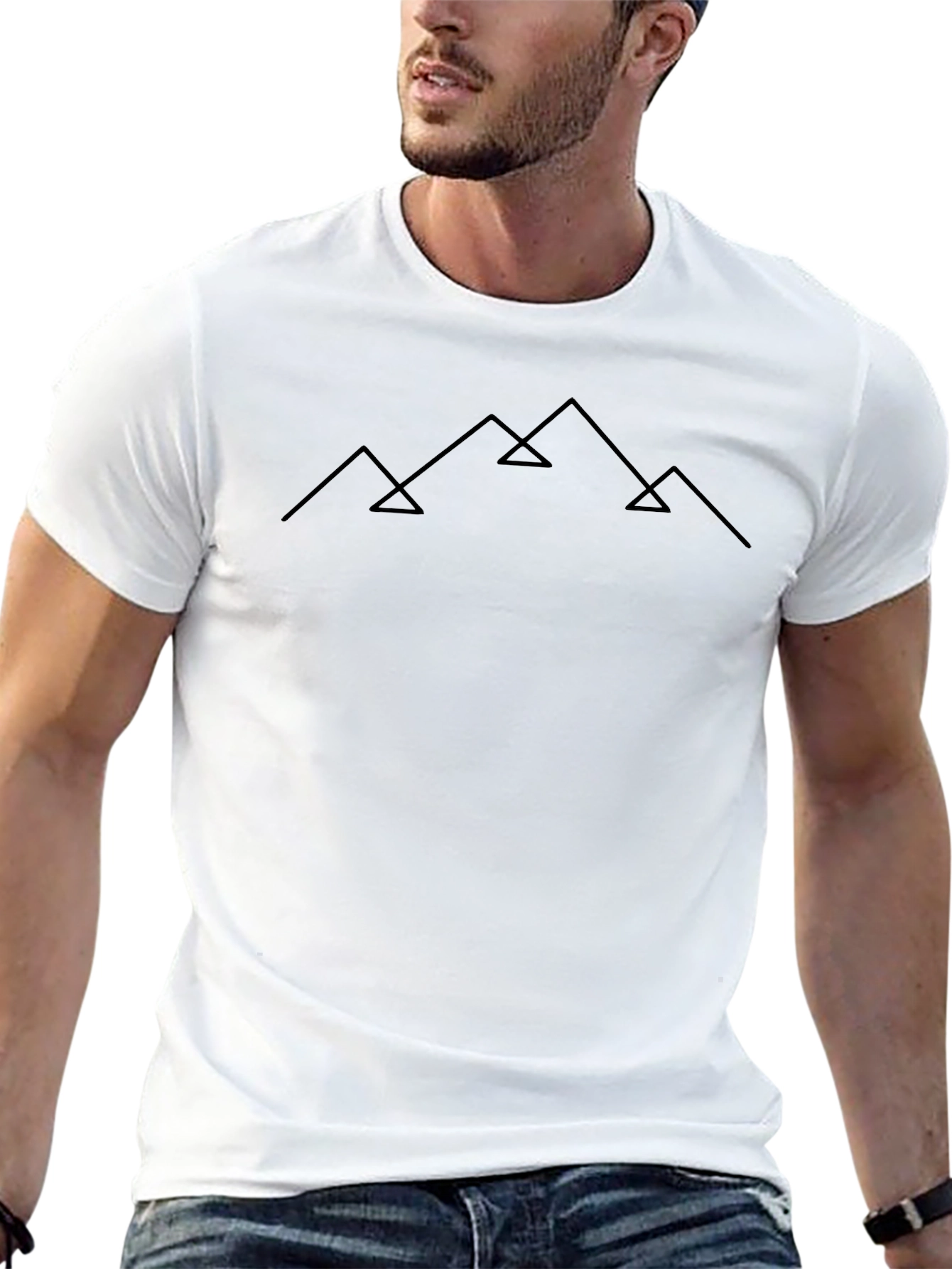 Minimalist Mountain Peak Line Art T-Shirt