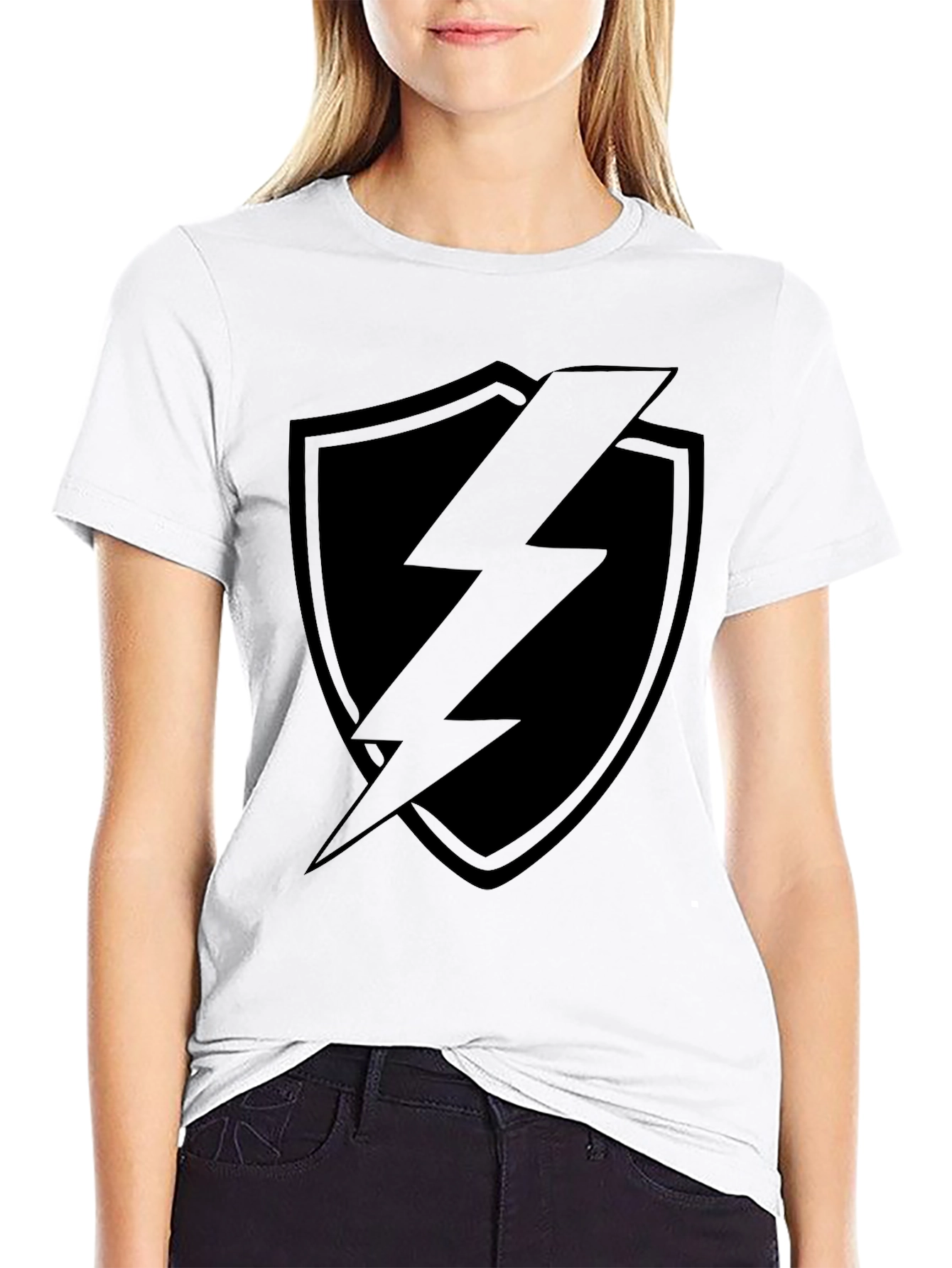 Black Lightning Bolt Shield Graphic T-Shirt
