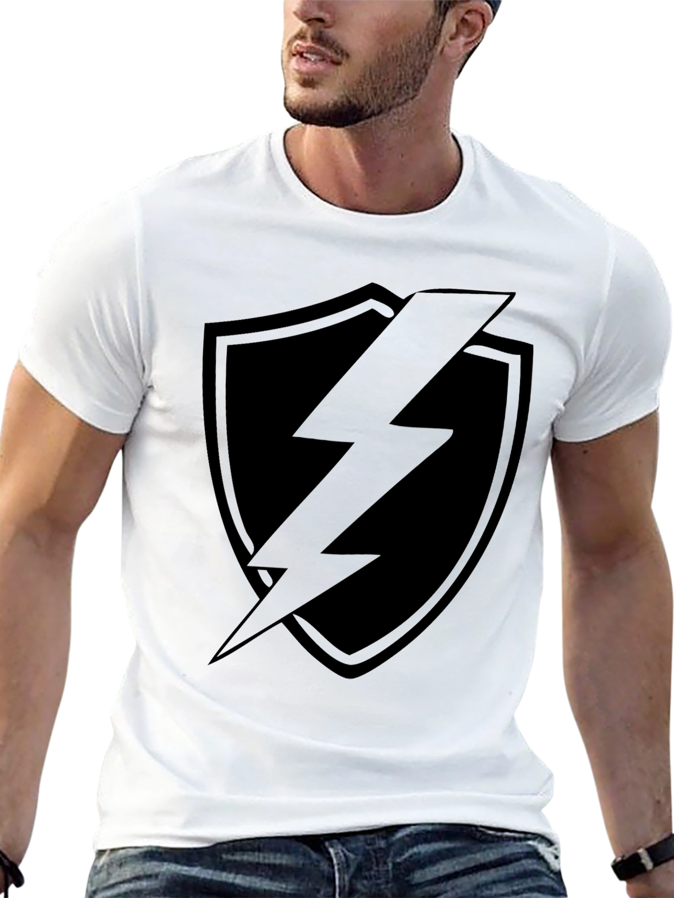Black Lightning Bolt Shield Graphic T-Shirt