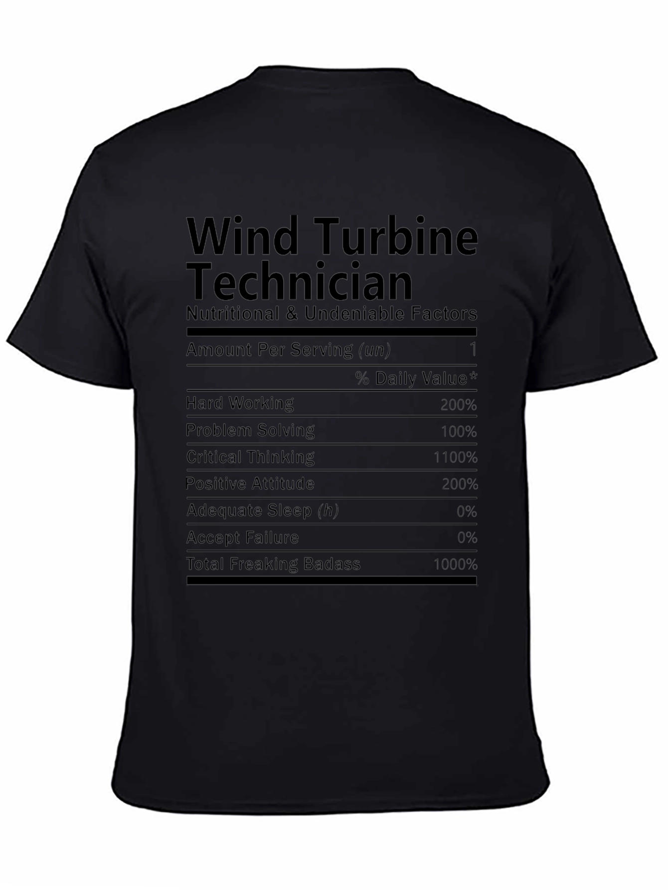 Wind Turbine Technician Nutrition Facts T-Shirt