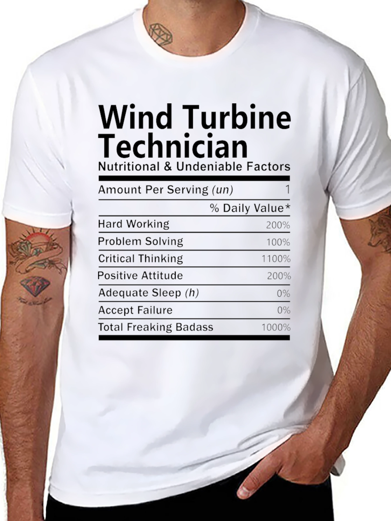 Wind Turbine Technician Nutrition Facts T-Shirt