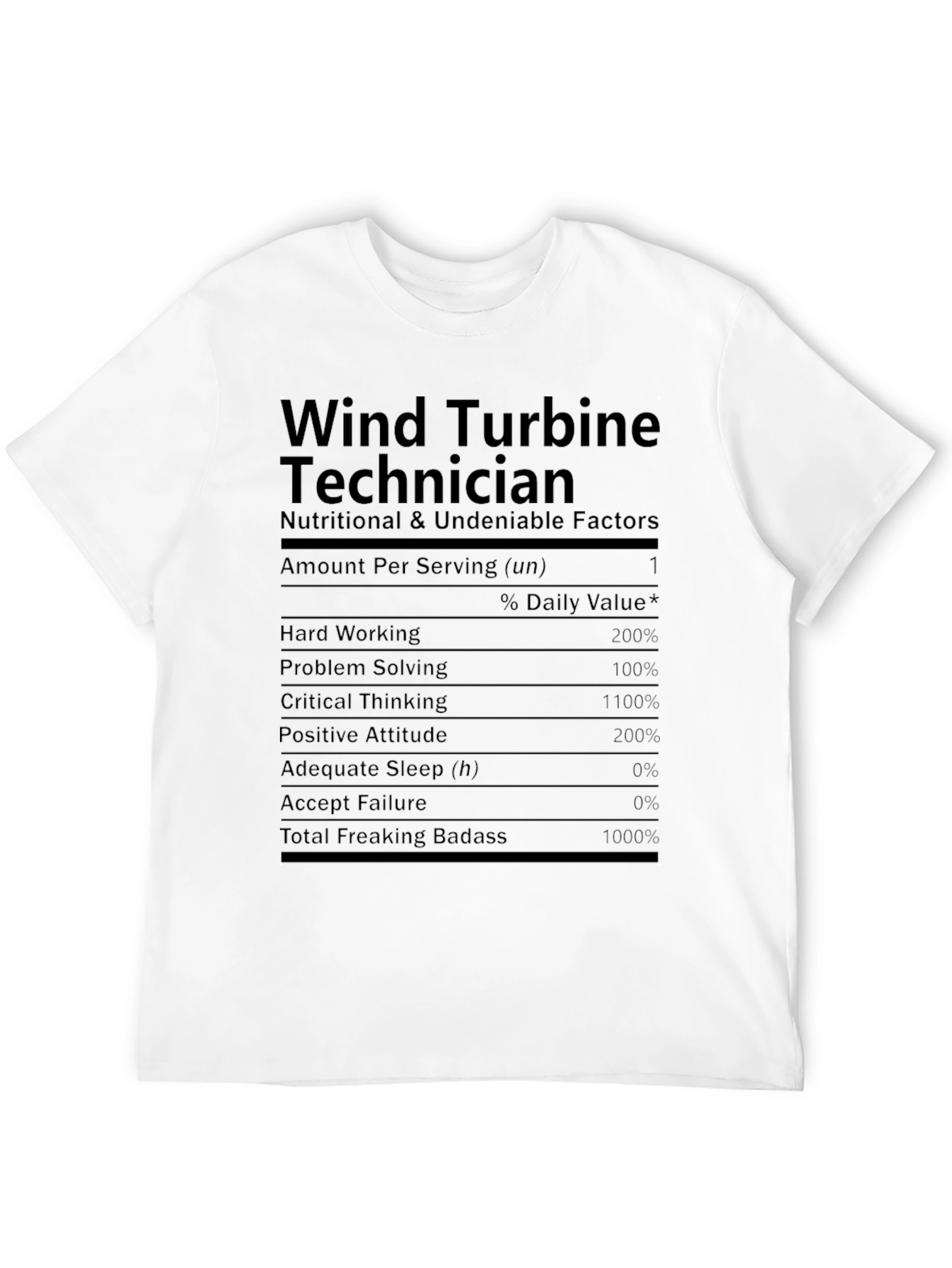 Wind Turbine Technician Nutrition Facts T-Shirt