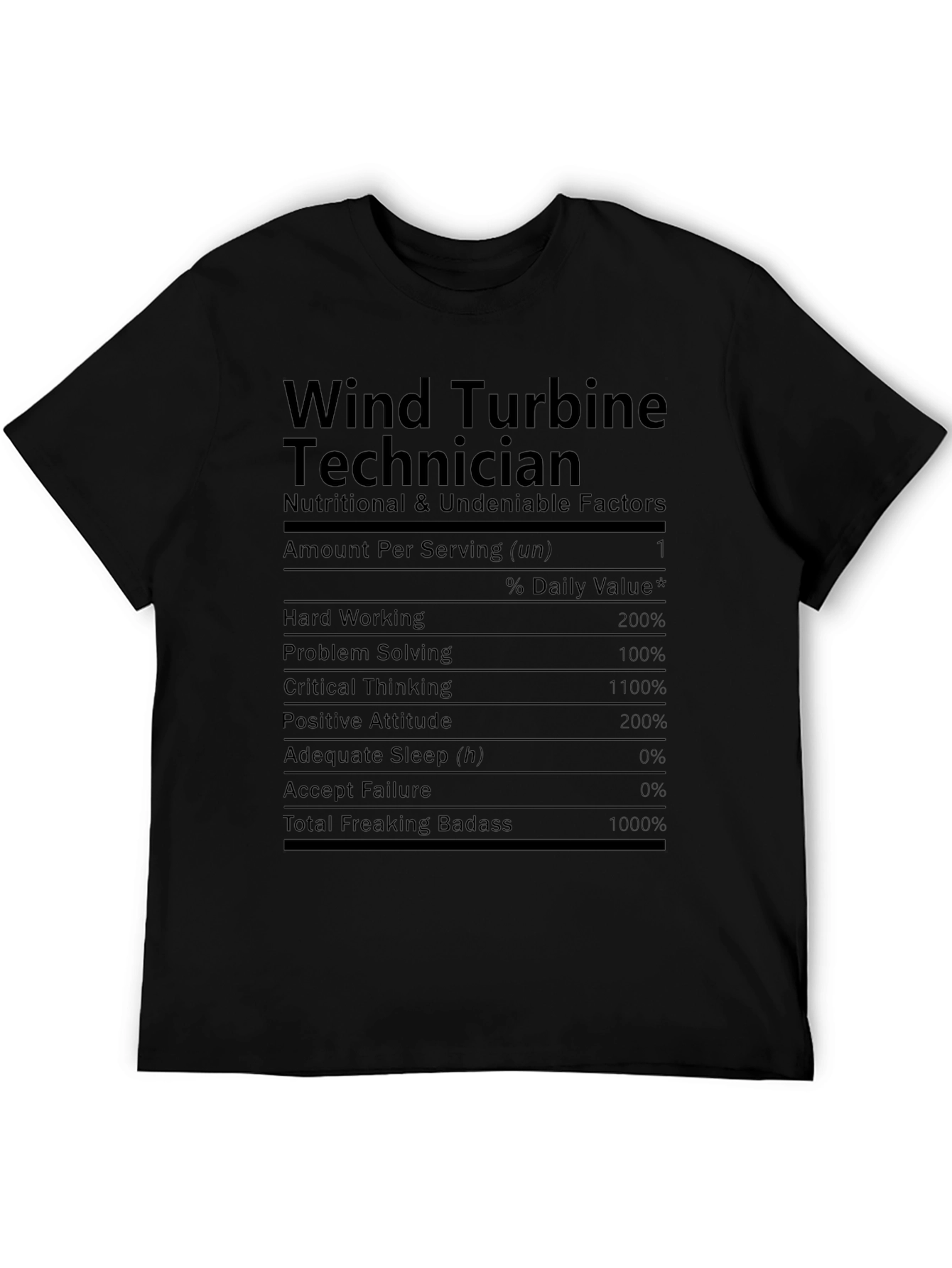 Wind Turbine Technician Nutrition Facts T-Shirt