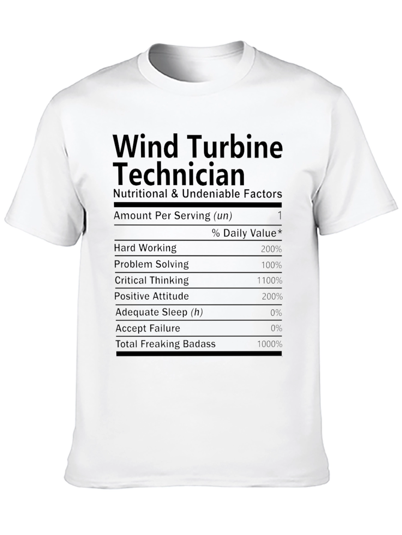 Wind Turbine Technician Nutrition Facts T-Shirt