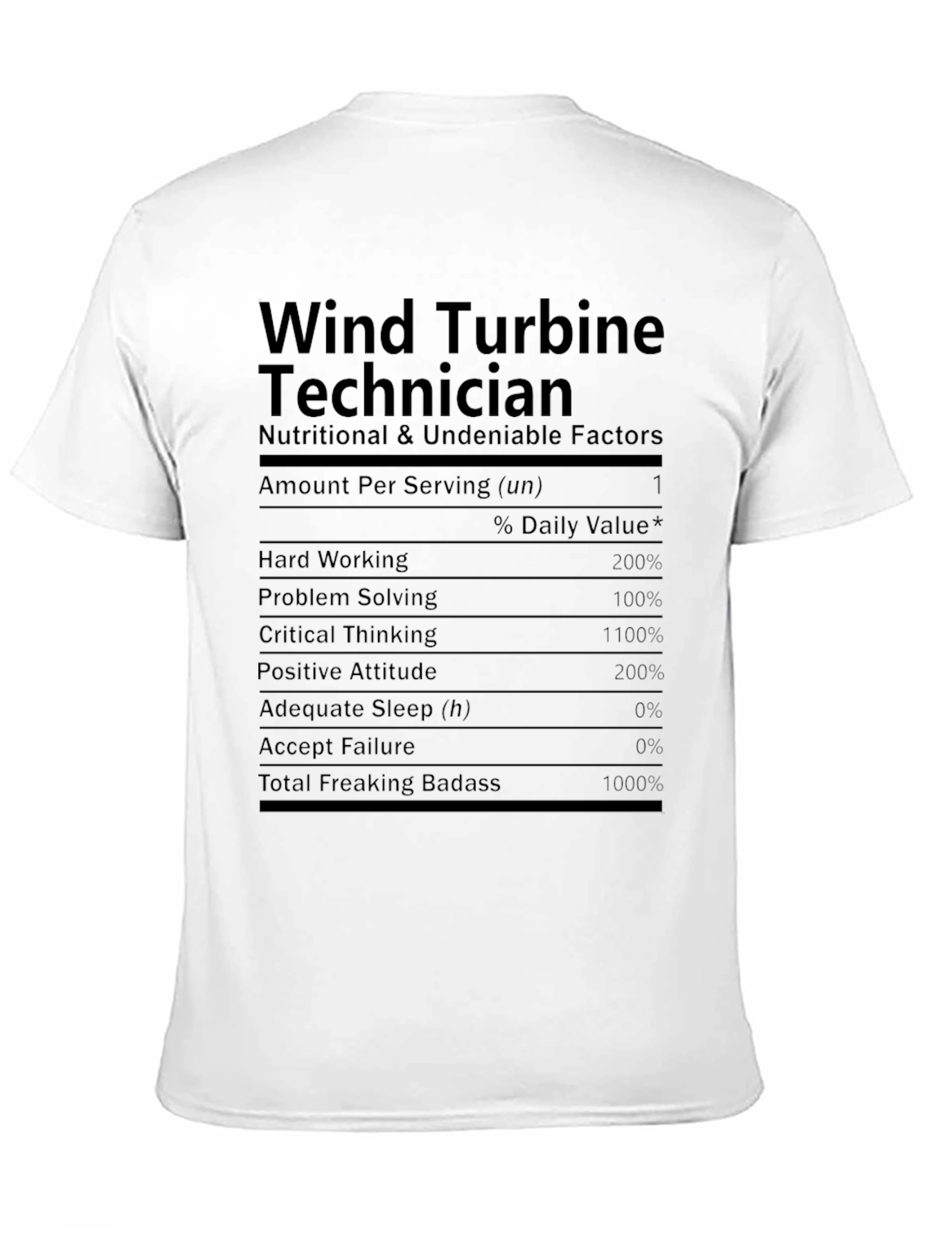 Wind Turbine Technician Nutrition Facts T-Shirt