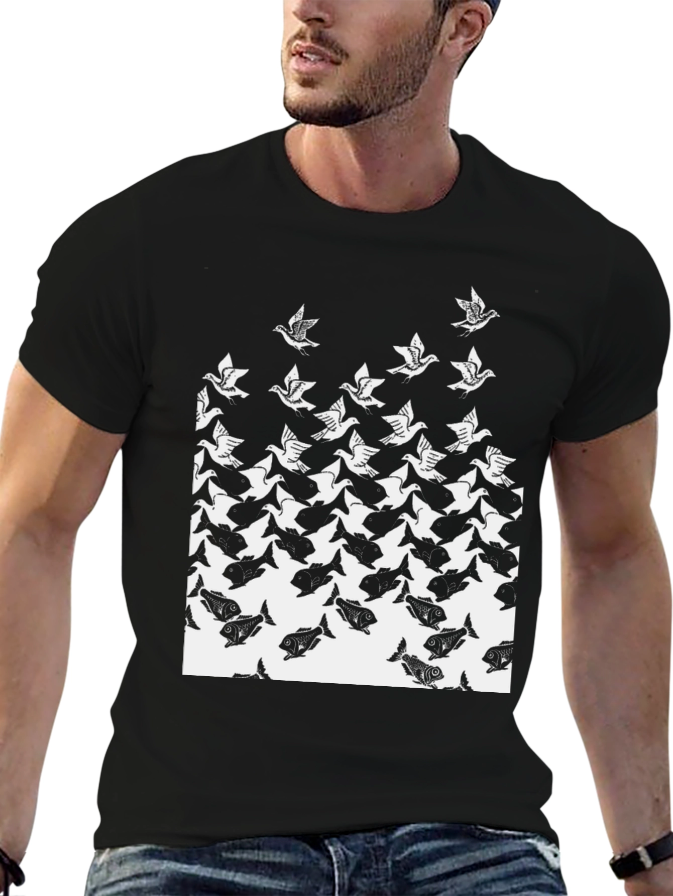 Transforming Fish to Bird Graphic Tee