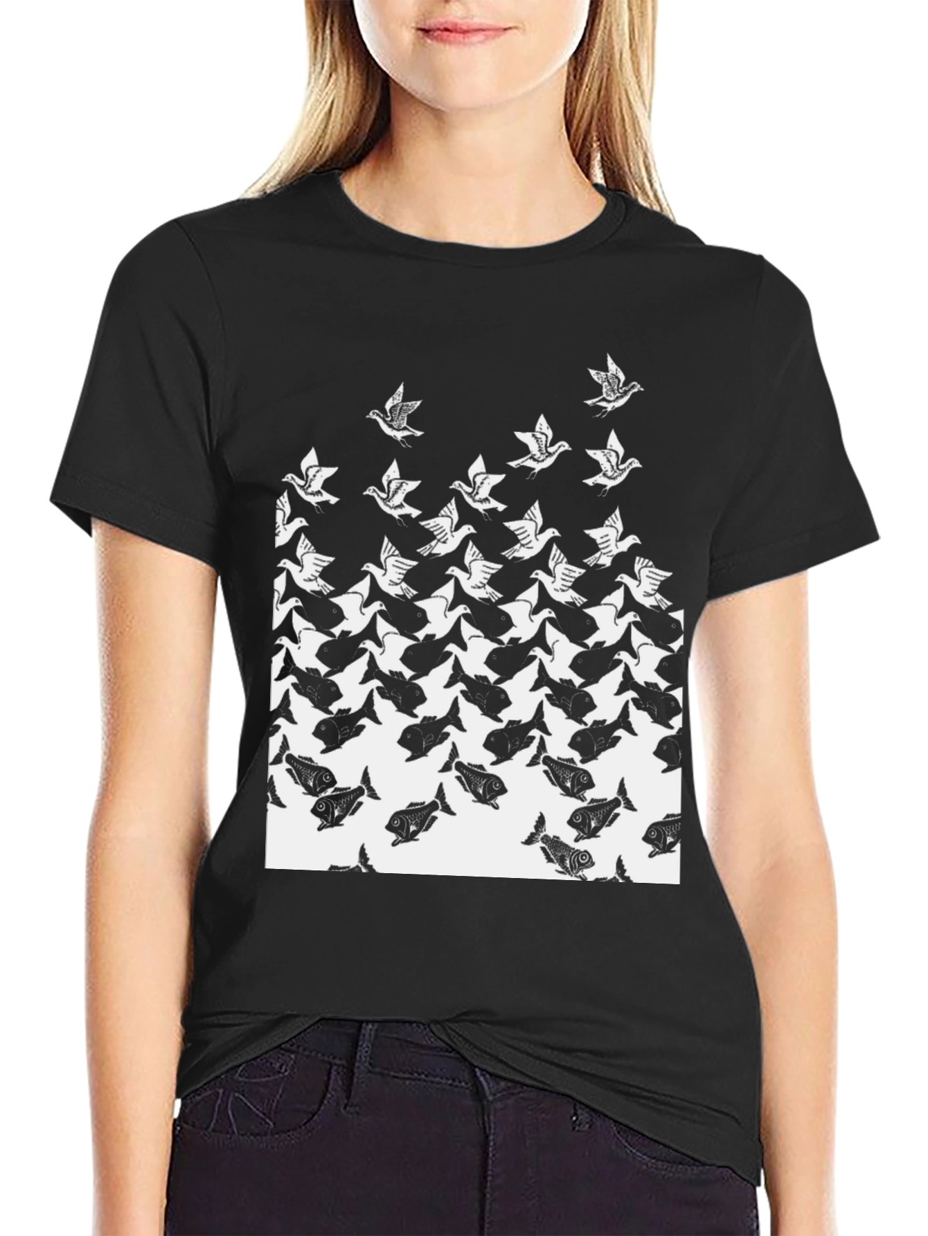 Transforming Fish to Bird Graphic Tee