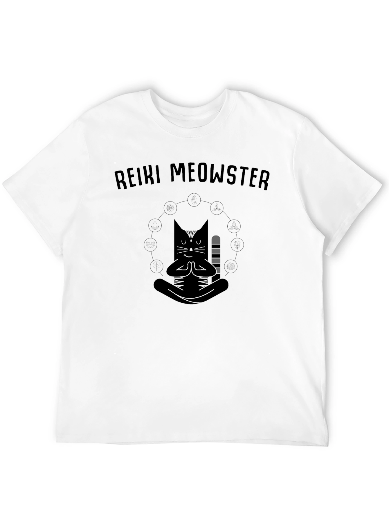 Reiki Meowster Black Graphic T-Shirt