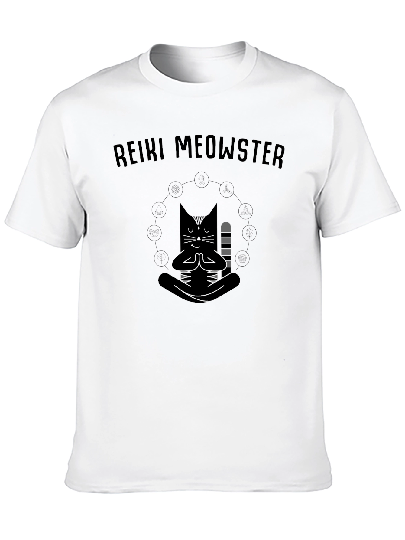 Reiki Meowster Black Graphic T-Shirt