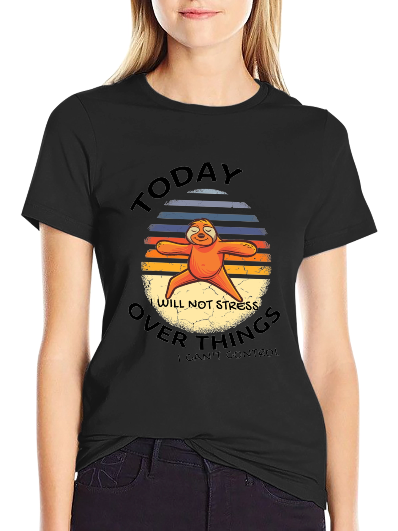 Funny Sloth Yoga T-Shirt - No Stress