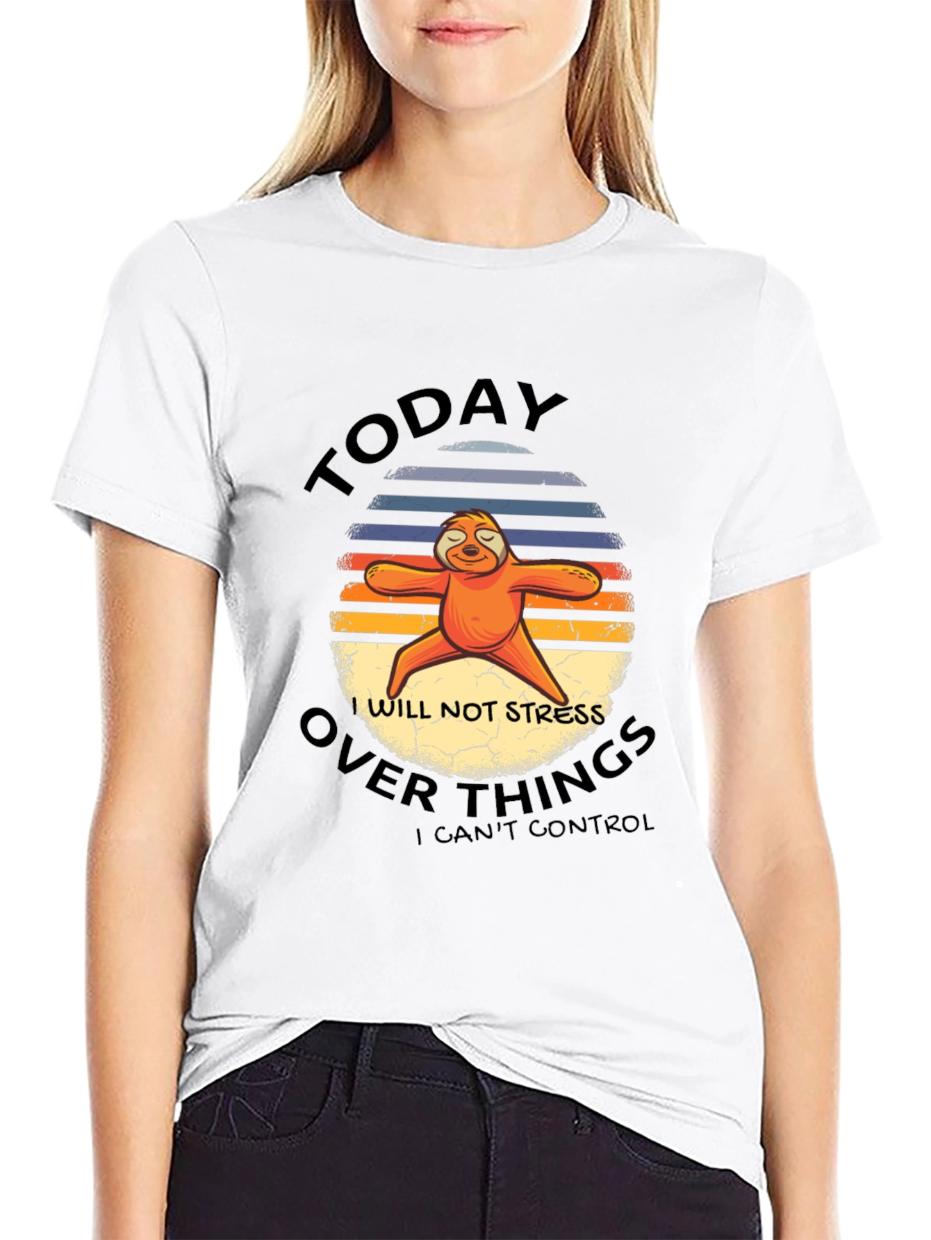 Funny Sloth Yoga T-Shirt - No Stress