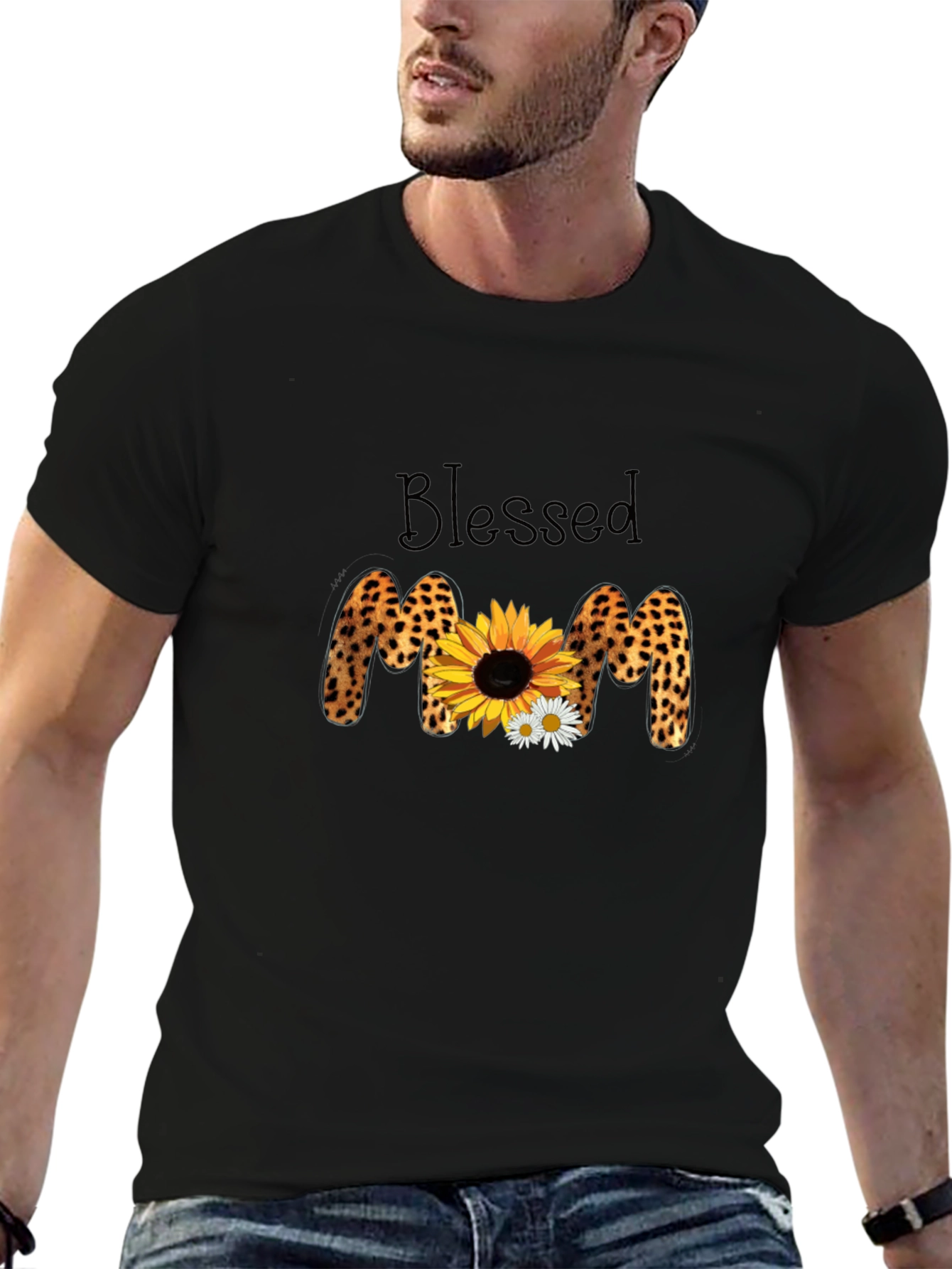 Blessed Leopard Sunflower Mom T-Shirt