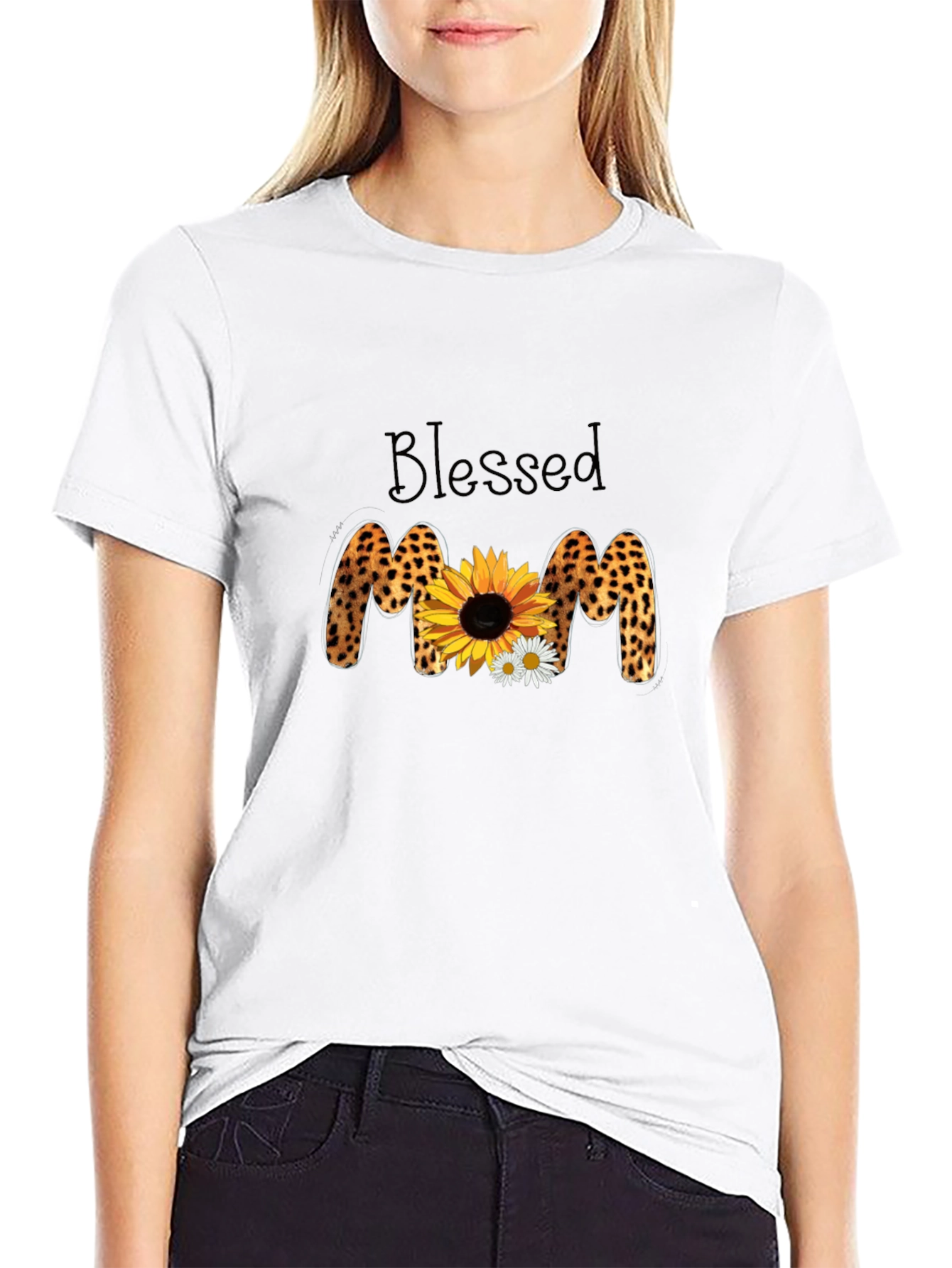 Blessed Leopard Sunflower Mom T-Shirt