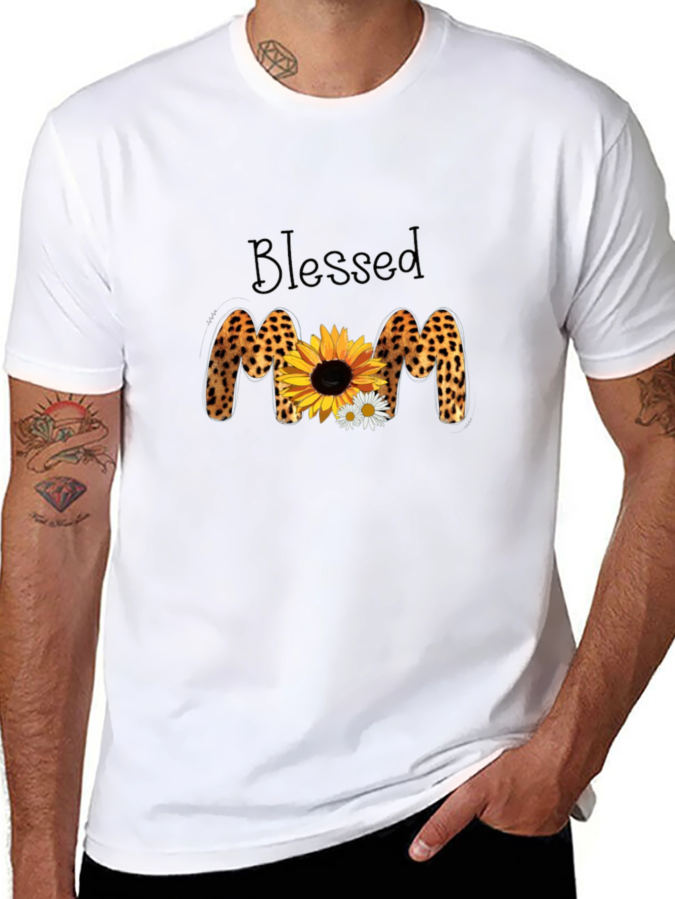 Blessed Leopard Sunflower Mom T-Shirt